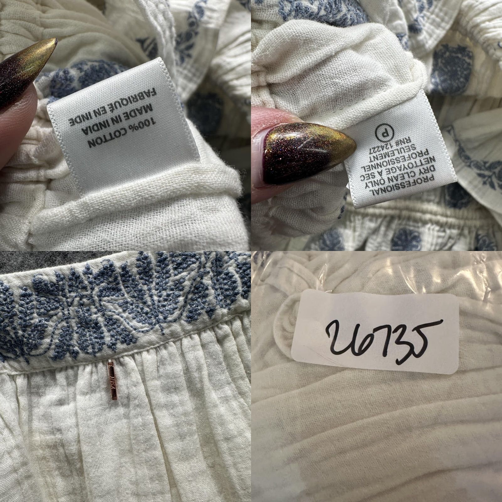 MISA Los Angeles Misa Los Angeles Dress Womens L White Embroidered Floral Boho Tiered Cotton Size L / US 10 / IT 46 - 11 Thumbnail