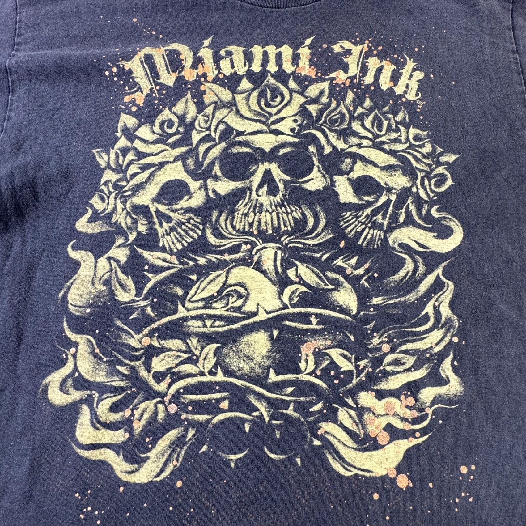 Vintage Miami Ink Shirt Mens Large Black Skull Snake Tattoo Graphic Short Sleeve 2007 Tee Size US L / EU 52-54 / 3 - 2 Thumbnail