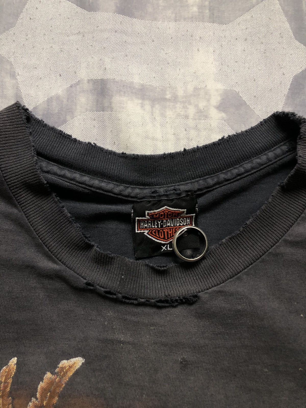 Harley Davidson × Vintage Vintage Faded 80s Harley Davidson Single Stitch T Shirt Size US XL / EU 56 / 4 - 4 Thumbnail