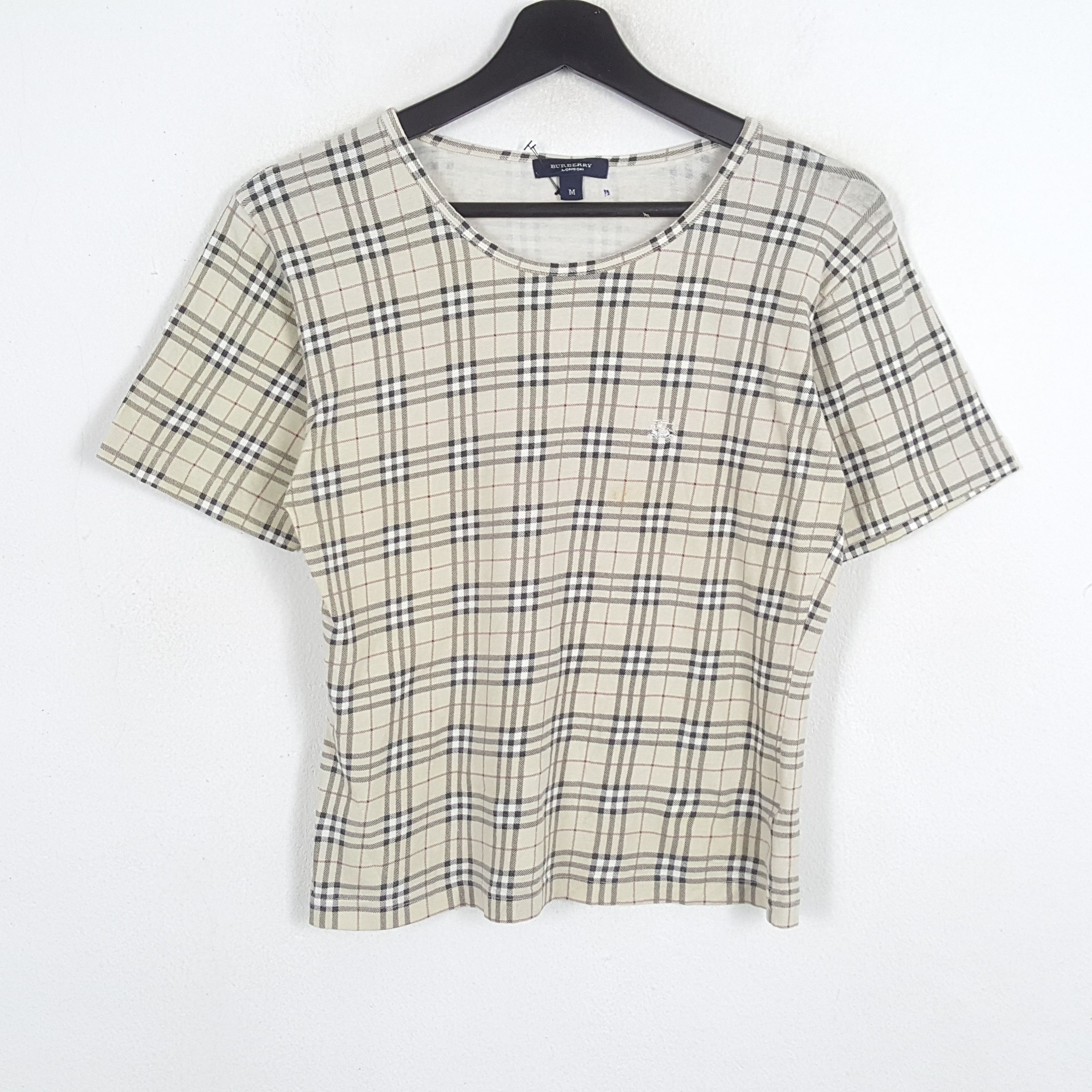Burberry × Vintage BURBERRY LONDON Luxury Brand Nova Check Design Tshirt Size S / US 4 / IT 40 - 1 Thumbnail
