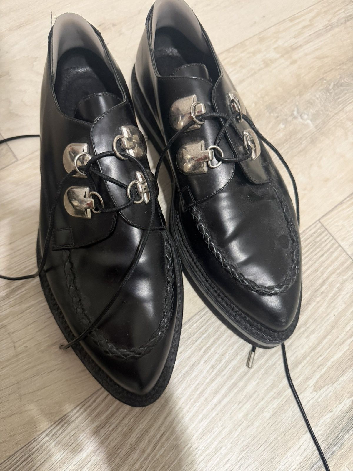 alexander mcqueen black dress shoes Alexander Mcqueen Leather Seal Women Loafers