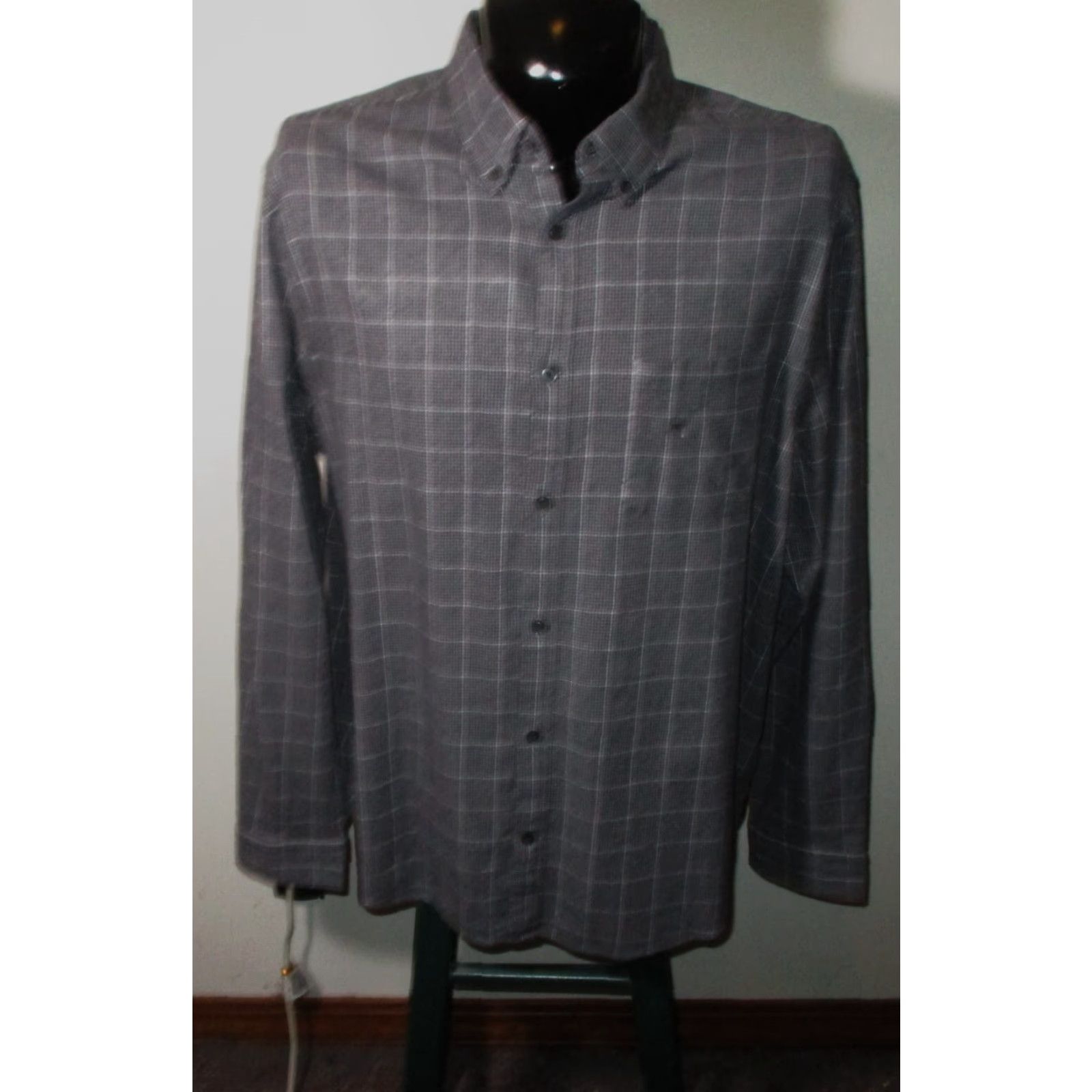 Express EXPRESS Gray Black Long Sleeve Shirt XXL NWT Button-Front Button-Down Collared Knit Cotton Classic Men’s Shirt Size US XXL / EU 58 / 5 - 2 Thumbnail