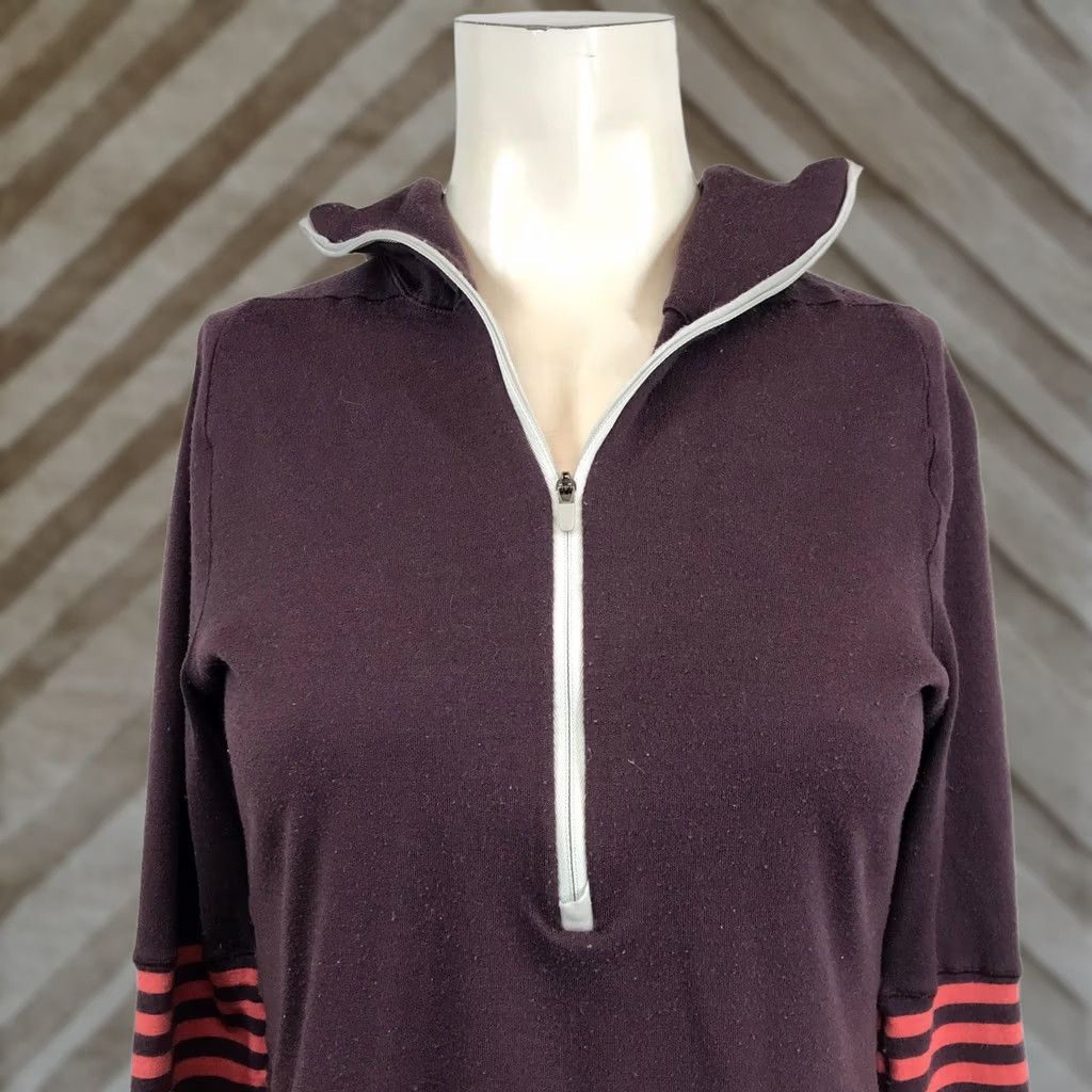 Patagonia Patagonia Womens Quarter Zip Hoodie Plum Purple Striped Sleeve Pullover XS Size XS / US 0-2 / IT 36-38 - 1 Thumbnail