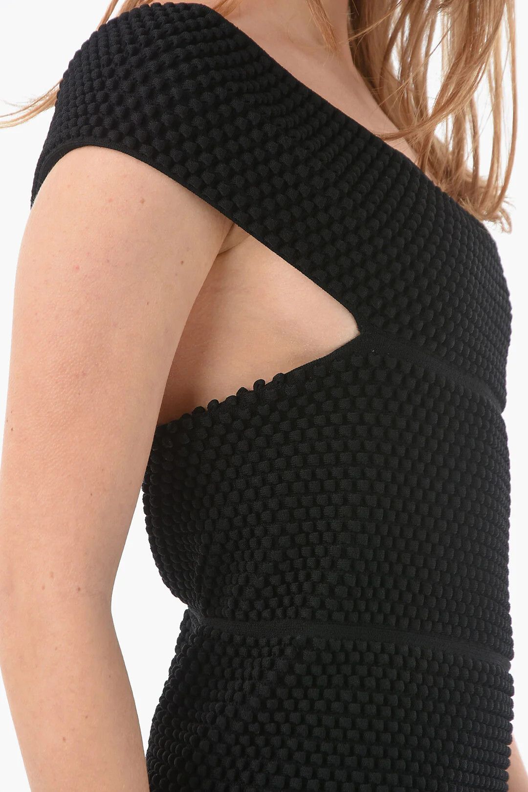 Bottega Veneta og1mm0426 One-Shoulder Mini Dress in Black Size L / US 10 / IT 46 - 3 Thumbnail