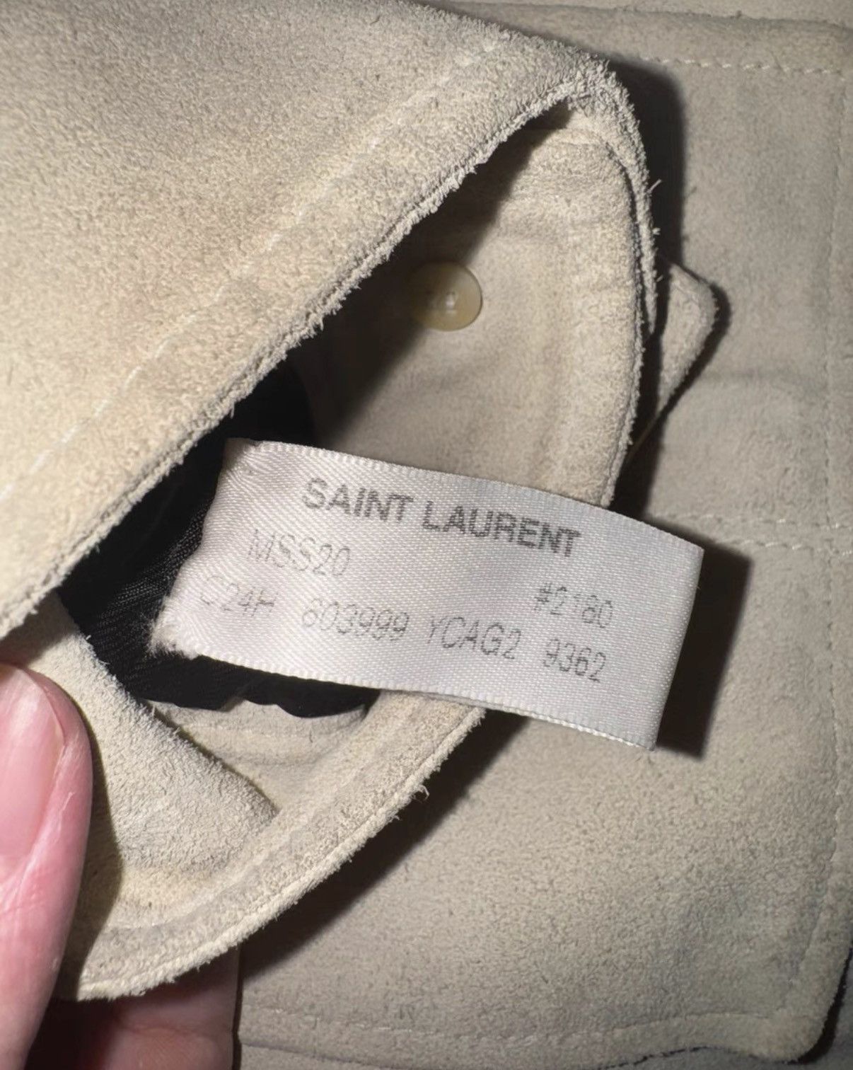 Saint Laurent Paris SLP) 20SS Runway Off-White Distressed Suede Safari Jacket Size US M / EU 48-50 / 2 - 7 Thumbnail