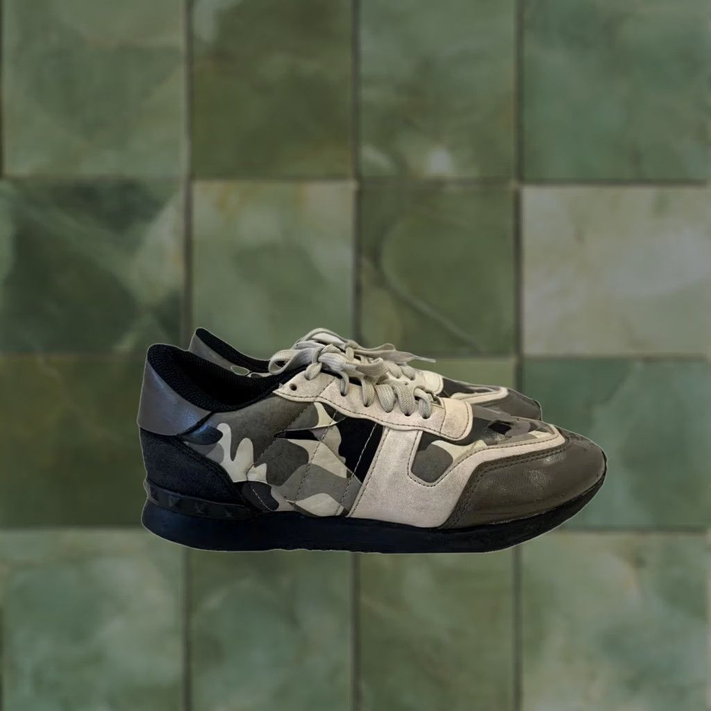 Valentino Valentino Garavani Rockrunner Sneaker Men EU 40 US 7 Camouflage Leather Multicolor Gray Green 2010s Mens Size US 7 / EU 40 - 1 Thumbnail