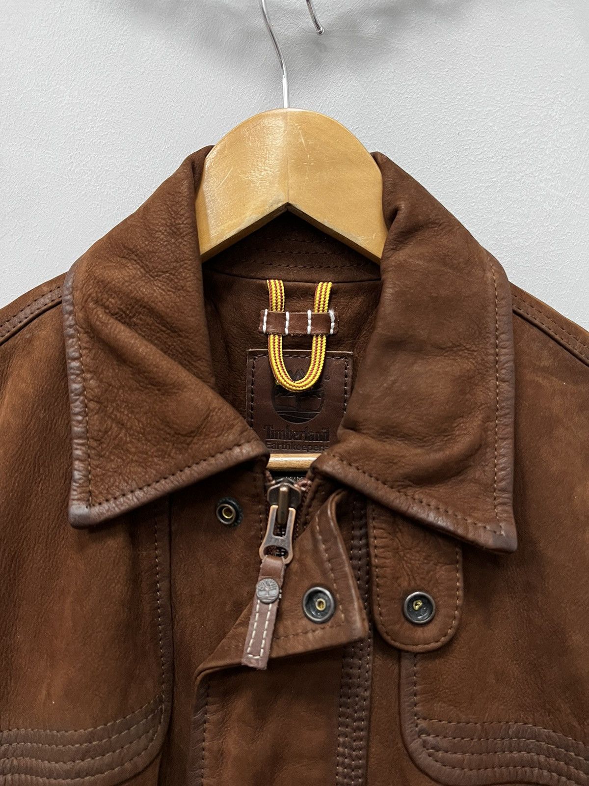 Timberland × Vintage distressed suede brown avant garde leather coat jacket Size US M / EU 48-50 / 2 - 3 Thumbnail
