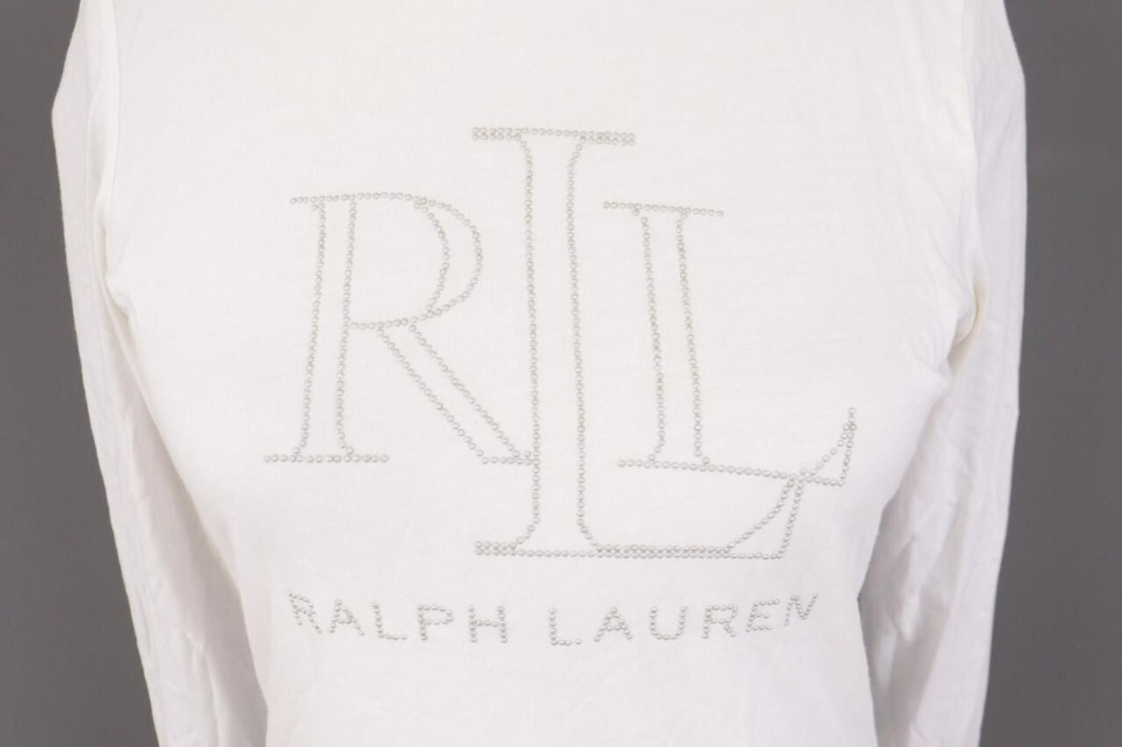 Lauren Ralph Lauren Lauren Ralph Lauren White Stretch Big Logo Top Shirt Size S Size S / US 4 / IT 40 - 4 Thumbnail