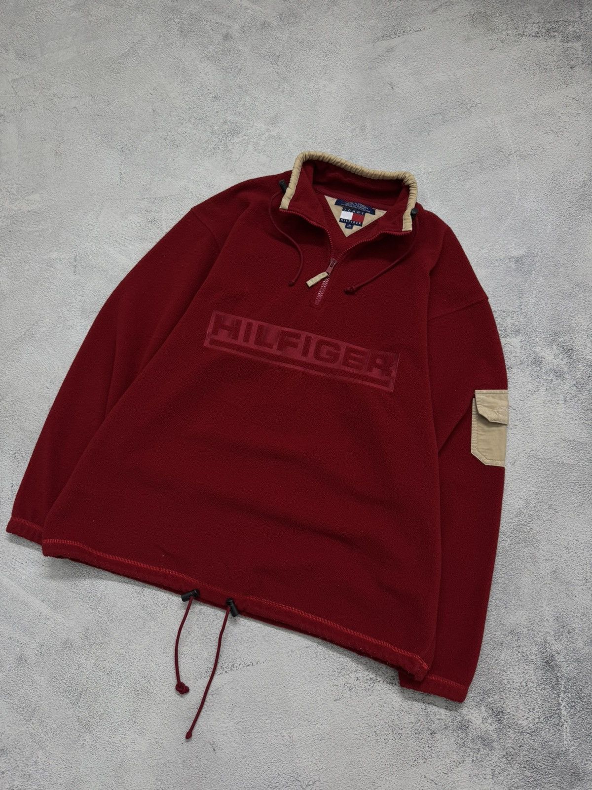 Tommy Hilfiger Vintage Tommy Hilfiger Spell Out Red Fleece 1/4 Zip Pullover Size US M / EU 48-50 / 2 - 4 Thumbnail