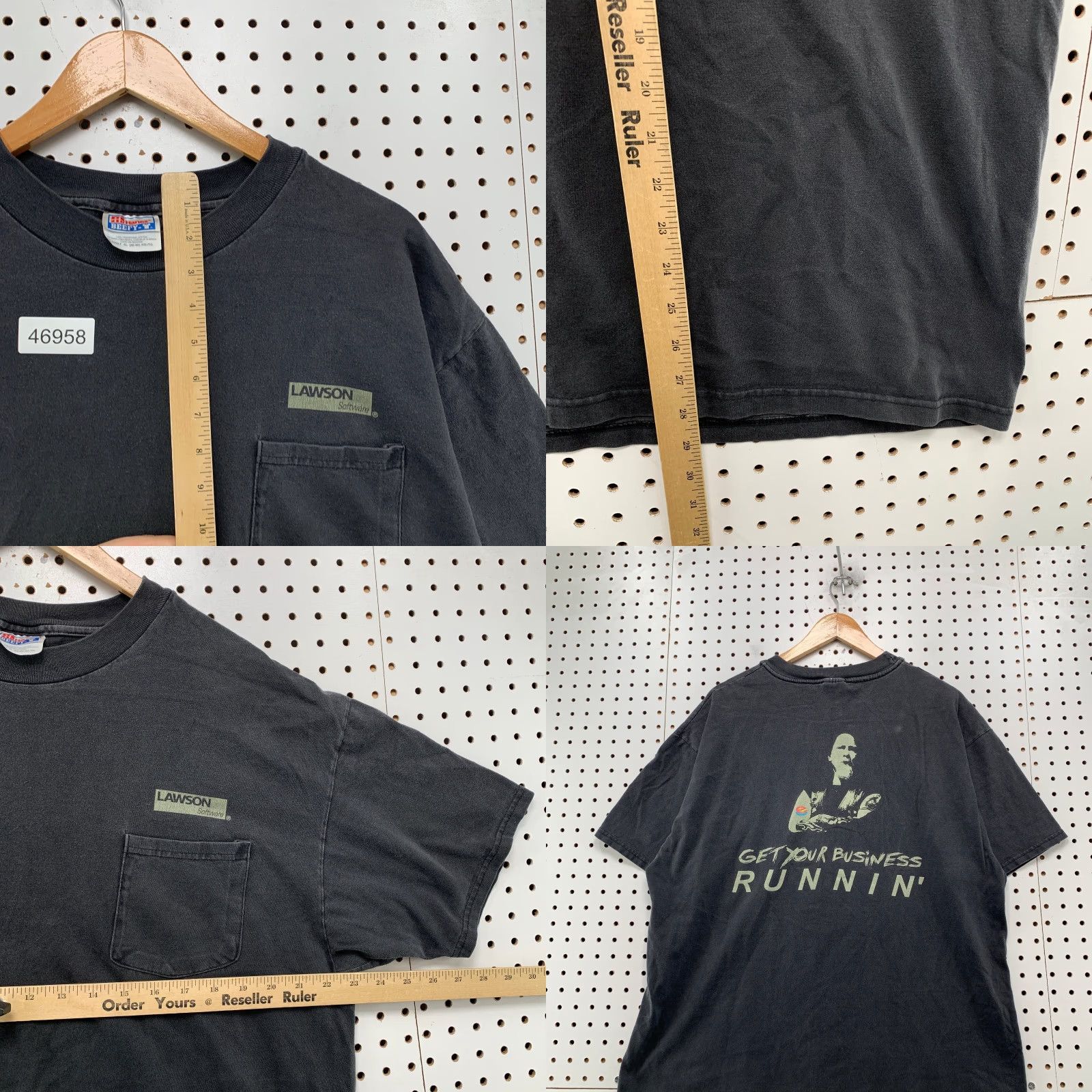 Hanes VINTAGE Lawson Software Shirt Mens XL Faded Black Hanes Cyber Punk Pocket Shirt Men XL Black 90s Punk Hanes Cotton Cotton Readable Size US XL / EU 56 / 4 - 8 Thumbnail