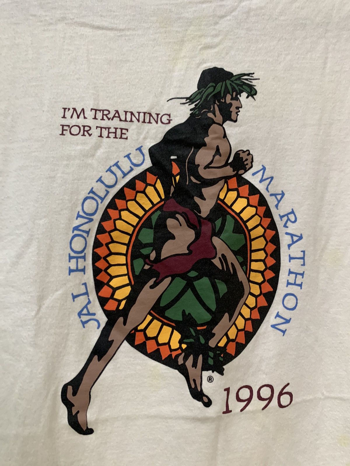 image of Nike Jal Honolulu Marathon 1996 in White, Men's (Size Large)
