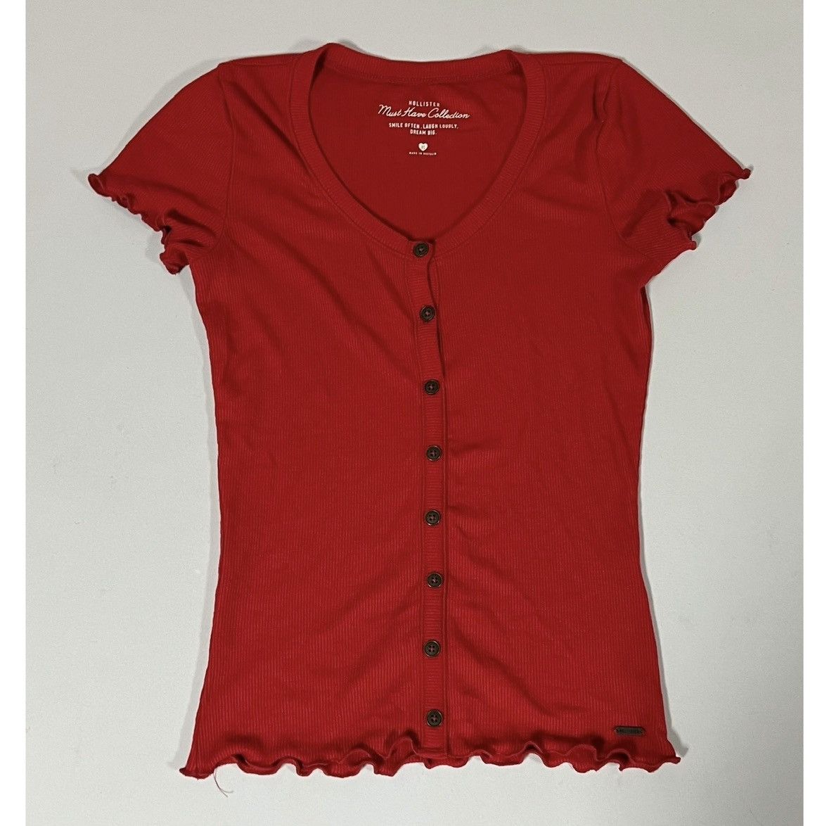 Hollister Hollister Red Button-Up Short Sleeve Shirt Top Blouse XS ❤️✨ Size XS / US 0-2 / IT 36-38 - 1 Thumbnail