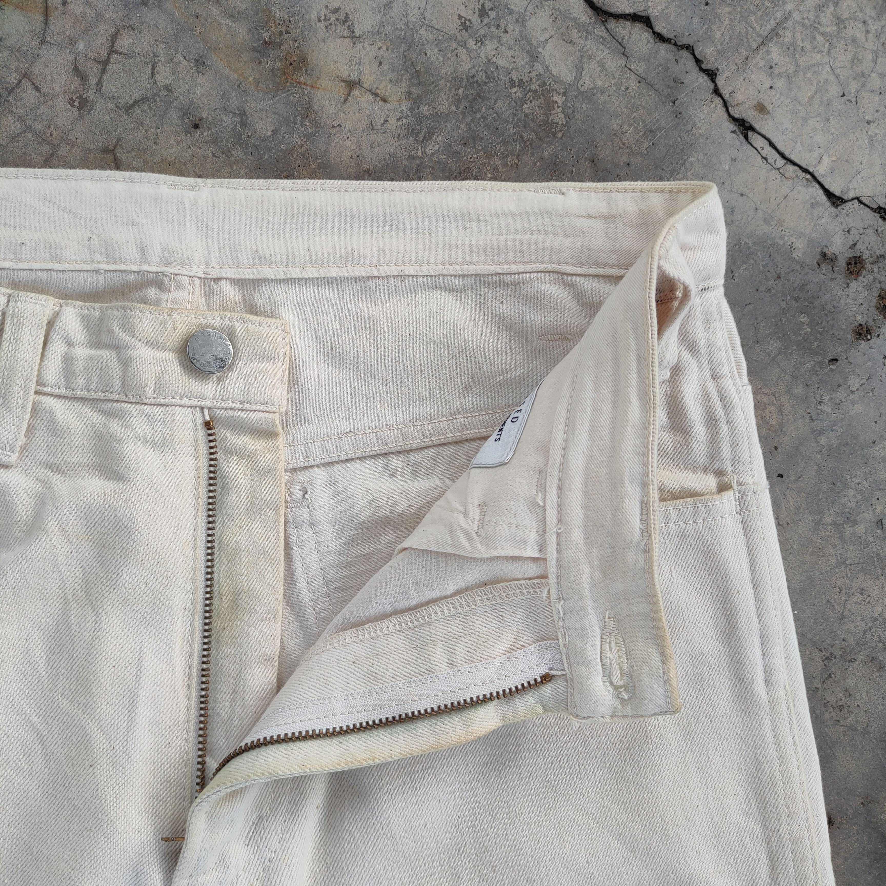 Unused VINTAGE UNUSED SKINNY FADED WHITE YELLOW JEANS DENIM PANTS Size US 32 / EU 48 - 9 Thumbnail