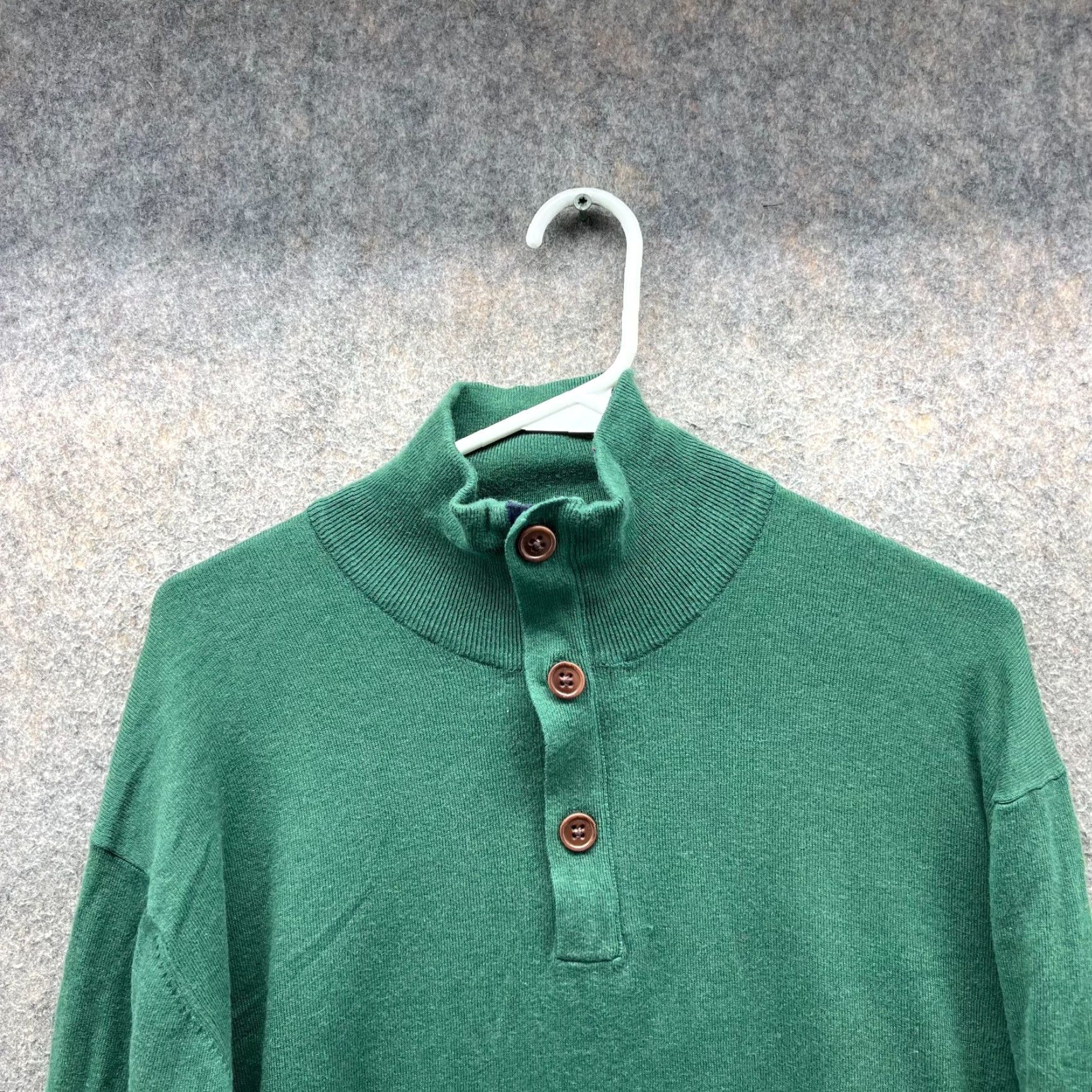 Vintage VINTAGE Jack Nicklaus Sweater Mens Large Green Pullover Fleece Cotton Quarter Chunky Knit Mock Neck Long Sleeve Button All Seasons Classic Size US L / EU 52-54 / 3 - 3 Thumbnail