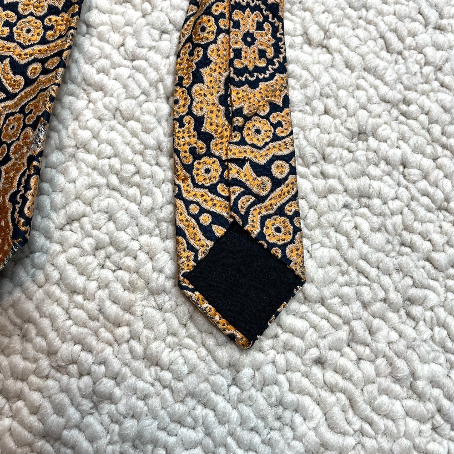 Vintage VINTAGE Leo Tie Mens OS Blue Gold Silk Classic Necktie Work Business Floral Short Size US 35 - 6 Thumbnail