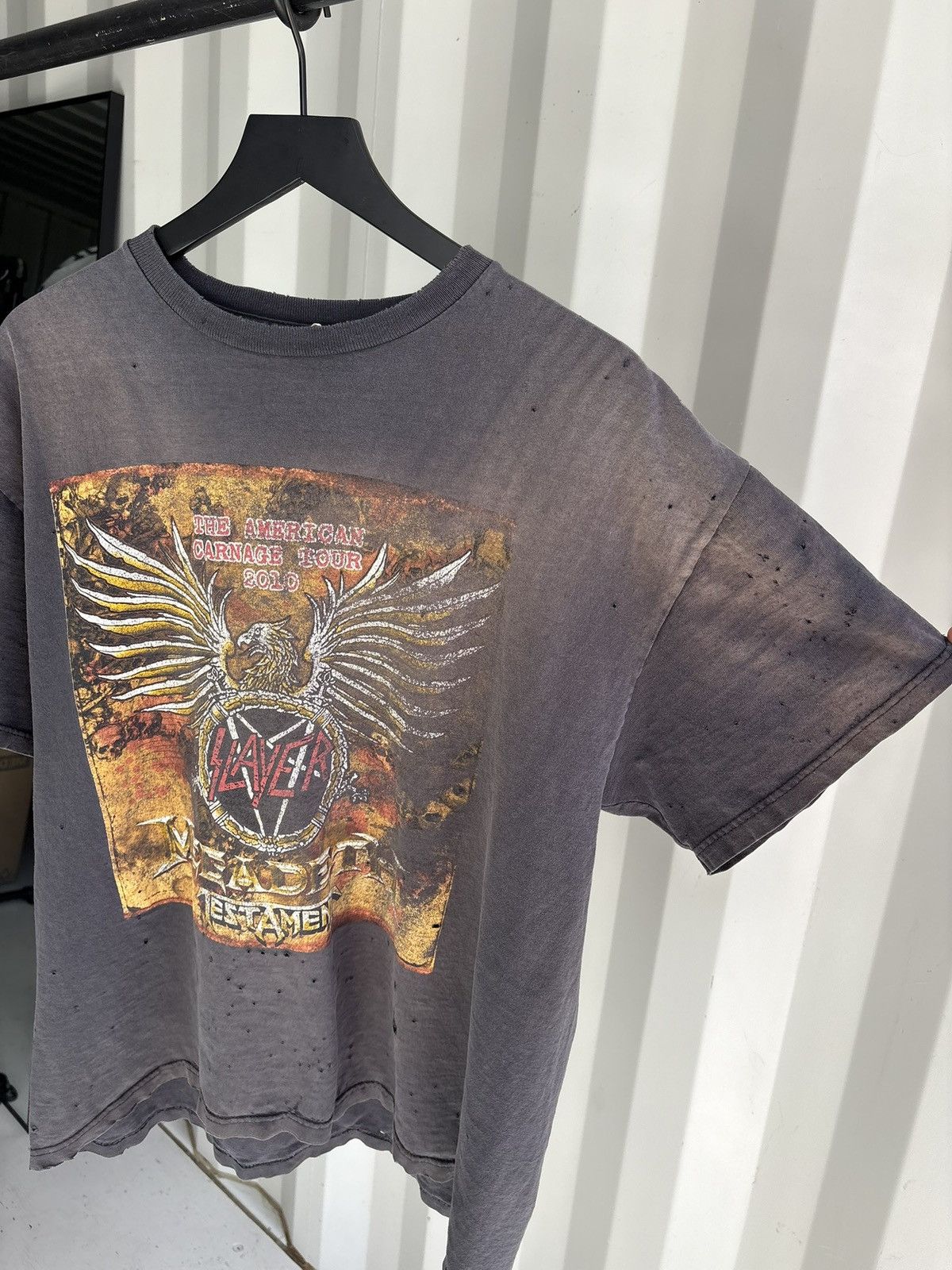 Band Tees Vintage Slayer Shirt Faded Distressed Grunge Band Thrashed Size US XL / EU 56 / 4 - 2 Thumbnail