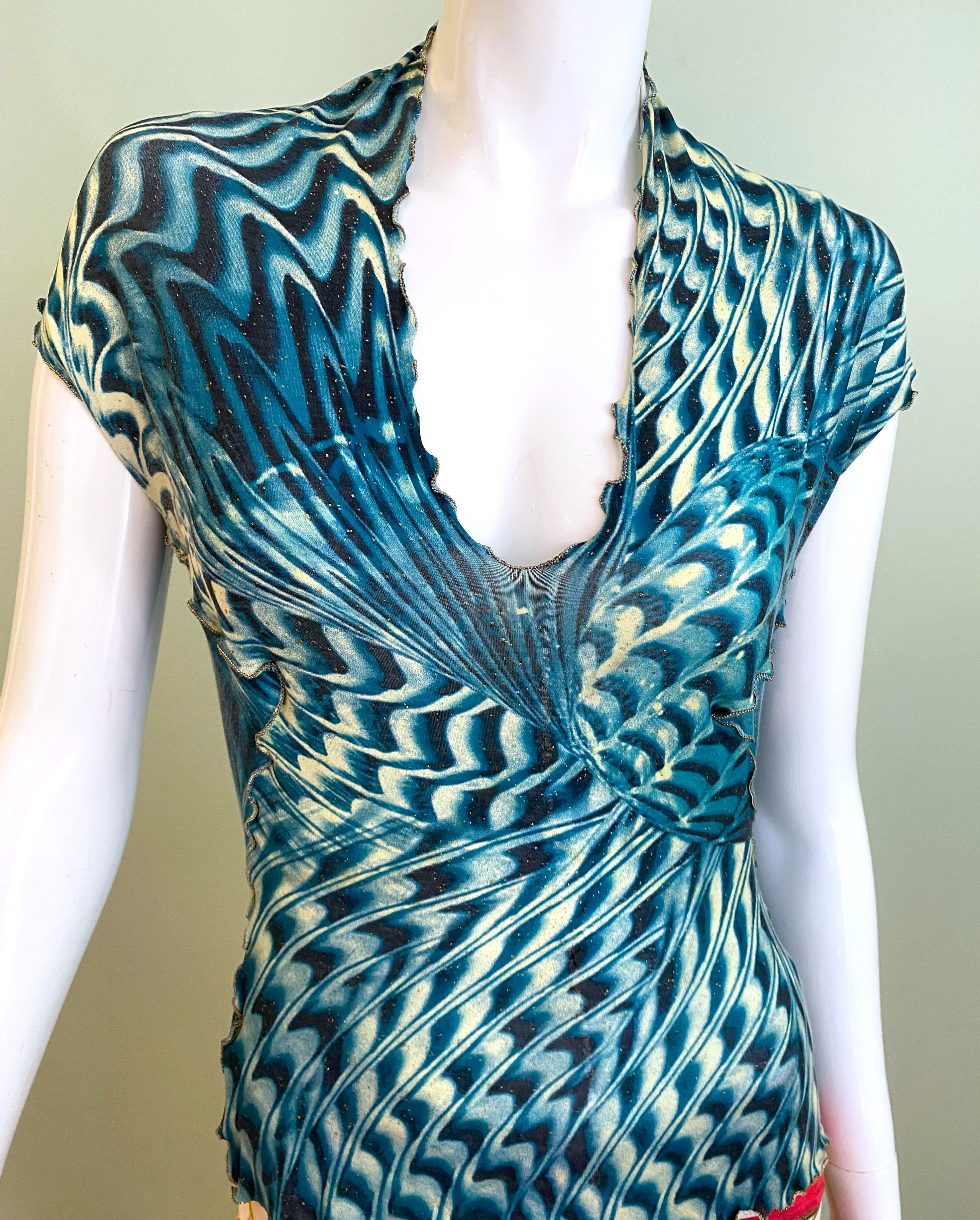 Roberto Cavalli Roberto Cavalli S/S 2001 Psychedelic Swirl Tee Top Size M / US 6-8 / IT 42-44 - 7 Thumbnail