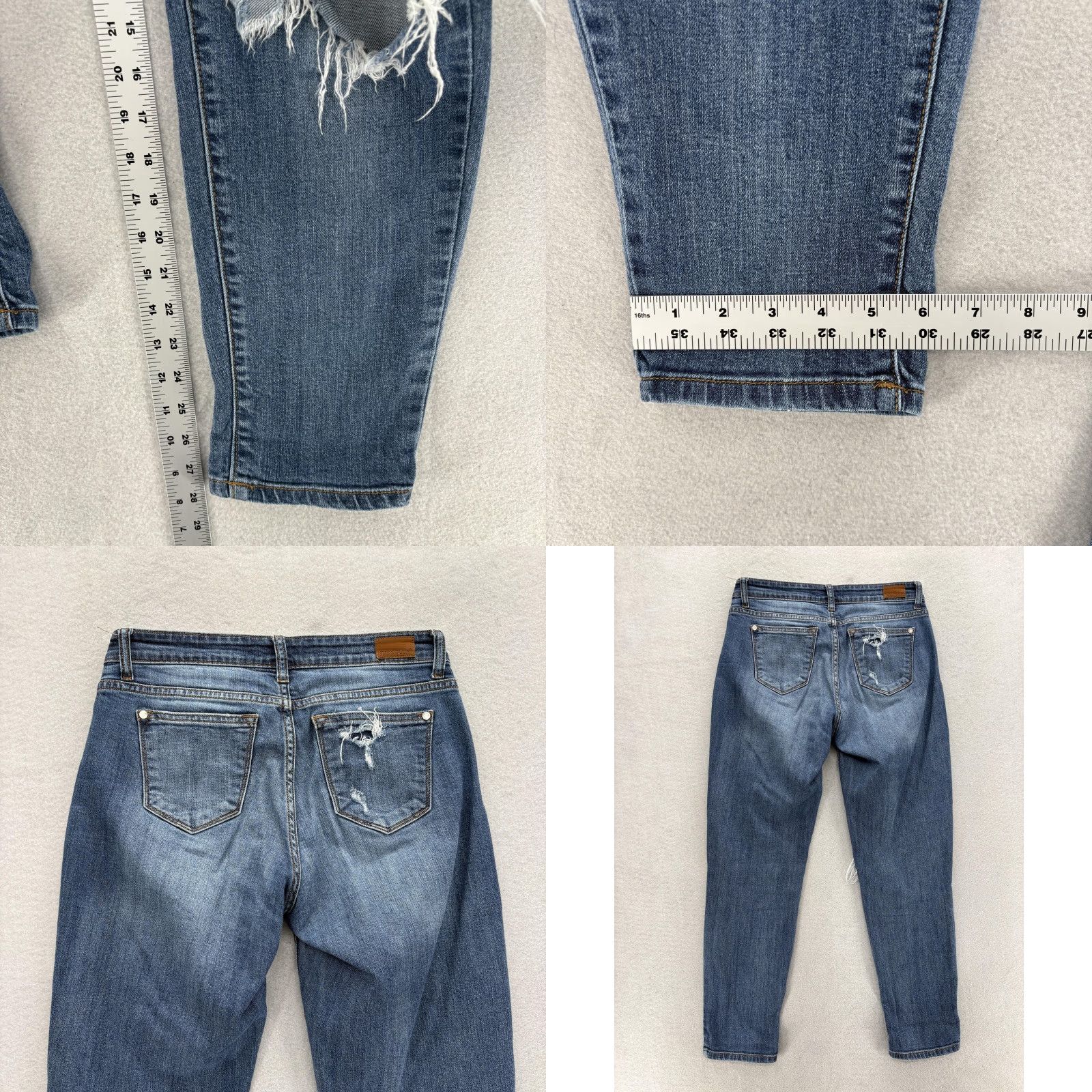 Denime Judy Blue Jeans Women 28 Distressed Stretch Denim Boyfriend Relaxed Mid Rise Blue 5-Pocket Zipper Button Pants Mens Womens Girls? Size 28" / US 6 / IT 42 - 8 Thumbnail