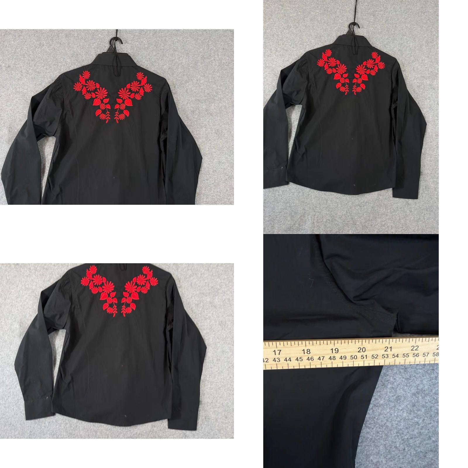 Vintage Ace of Diamond Western Shirt Womens L Black Floral Embroidered Pearl Snap NWT Size L / US 10 / IT 46 - 8 Thumbnail