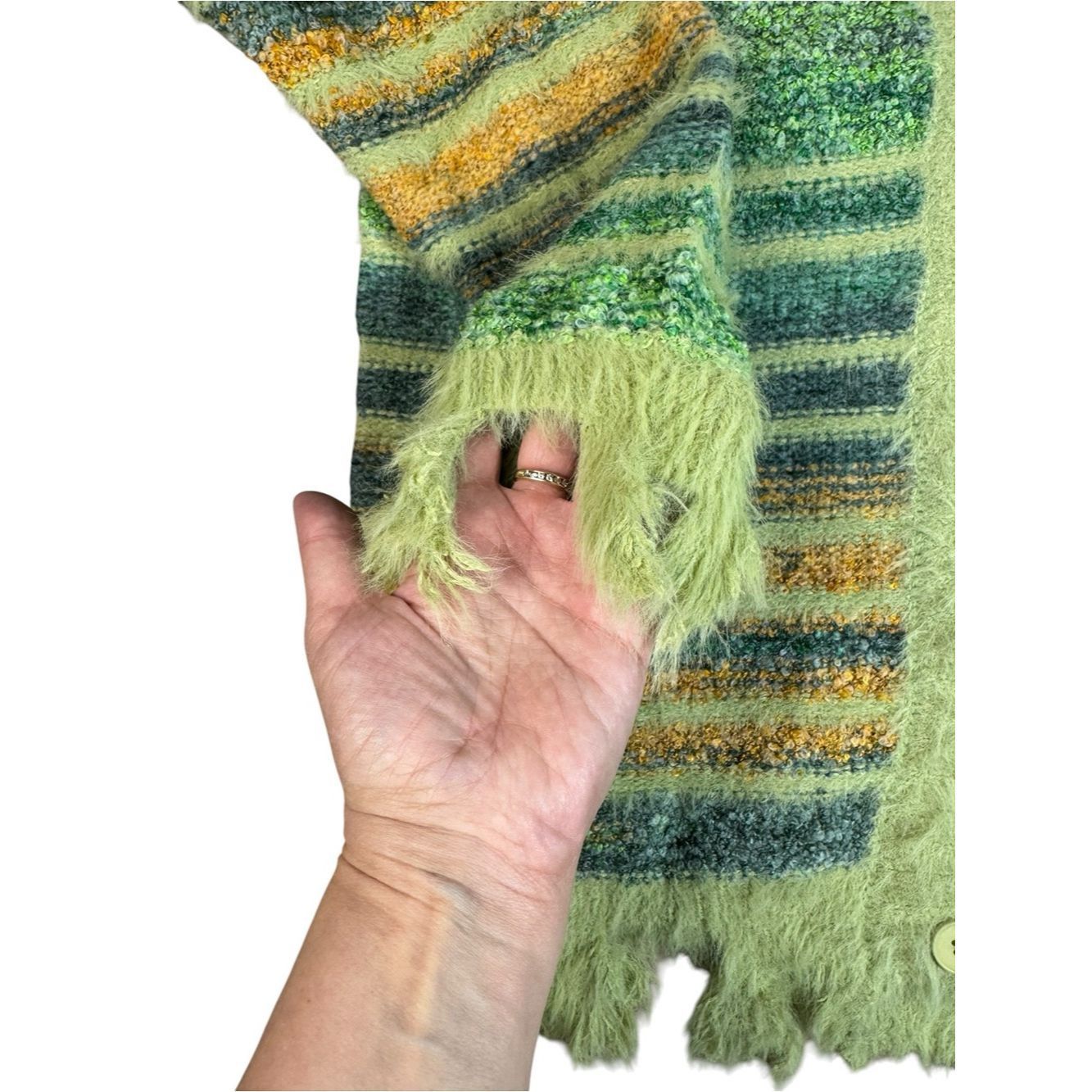 Other NWT New Bakyarder Green Stripe Wool Blend Fuzzy Button Fron Size XL / US 12-14 / IT 48-50 - 5 Thumbnail