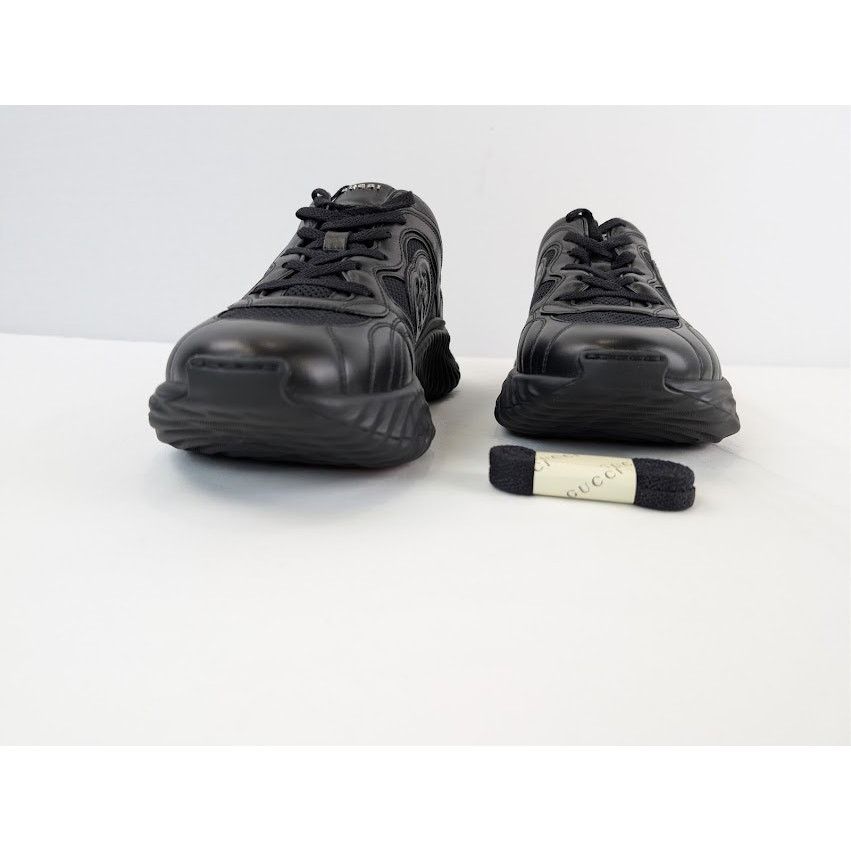 Gucci o1rshd1 Ripple Leather Sneakers in Black Size US 11.5 / EU 44-45 - 7 Thumbnail