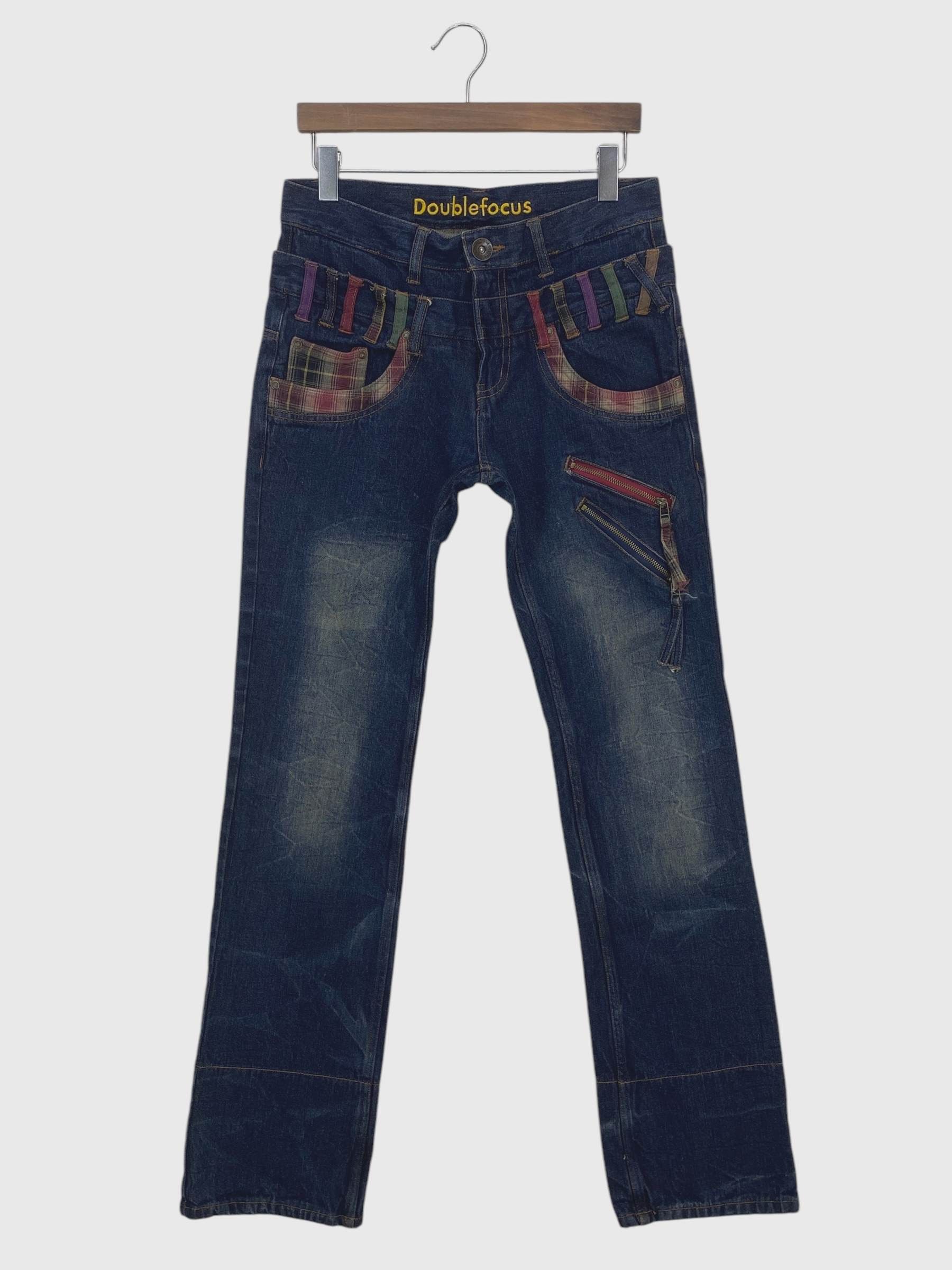 Japanese Brand Double Focus Double Waist Light Wash Denim Size US 31 - 1 Thumbnail