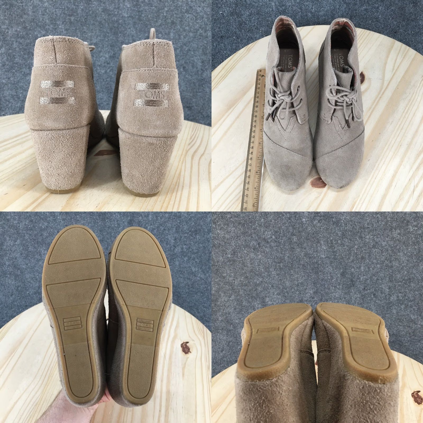 Toms TOMS Boots Womens 9 Desert Chukka Beige Wedge Heel Lace Up Casual Low Top 300415 Size M / US 6-8 / IT 42-44 - 8 Thumbnail