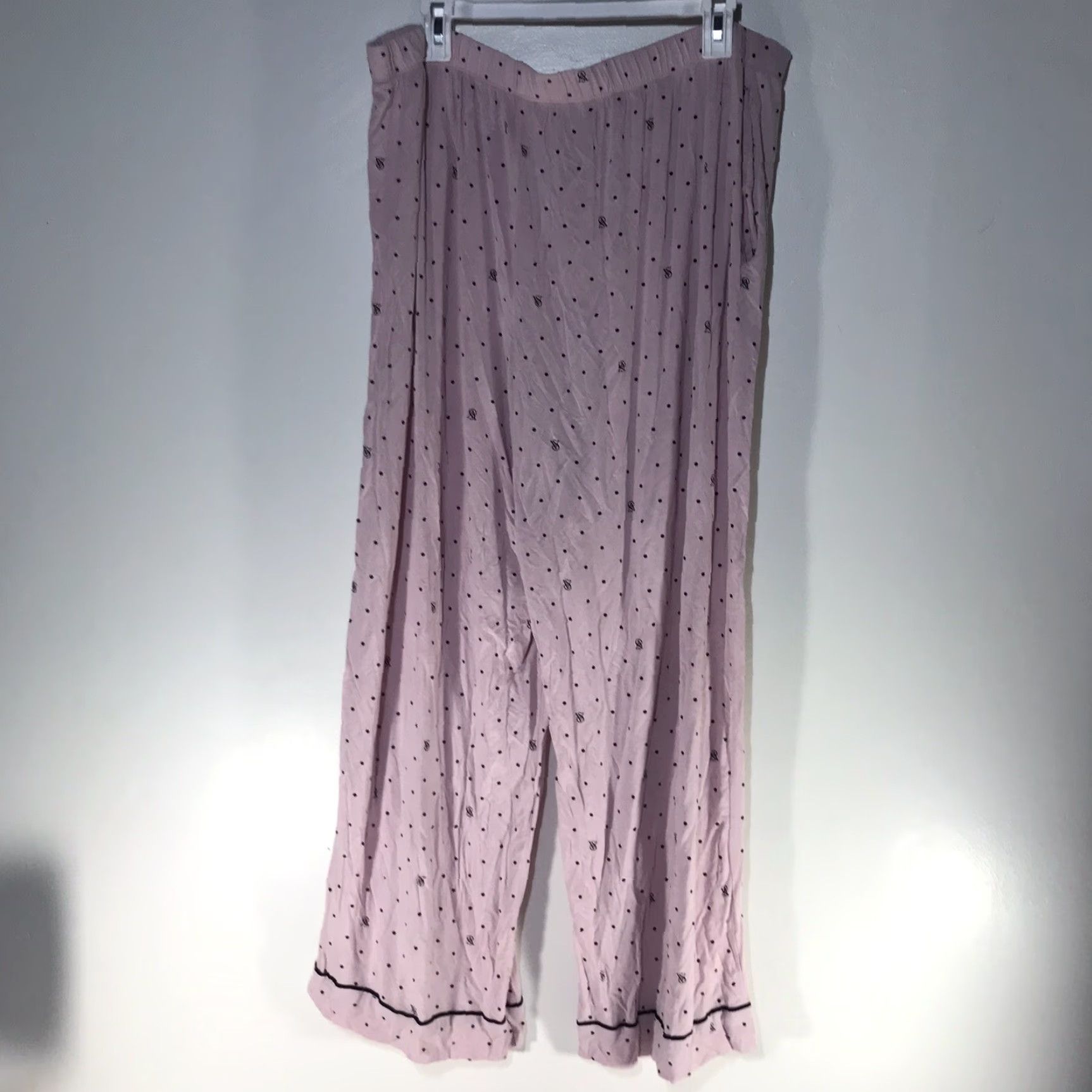 Vintage Victoria's Secret Pink Women's Pajama Set XXL Polka Dot Logo Long Sleeve Knit Fall Winter Size ONE SIZE - 5 Thumbnail