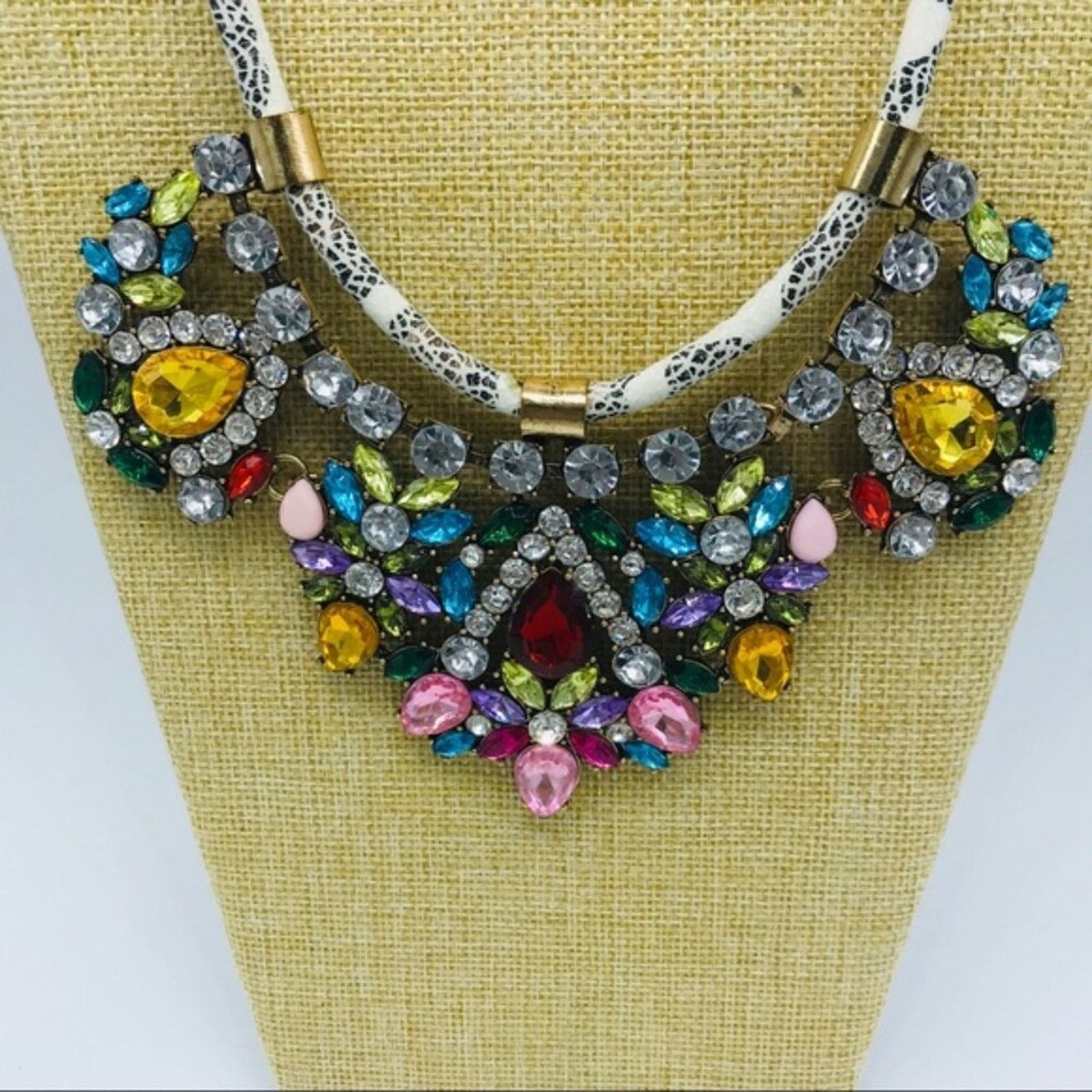 Other Stunning Multicolored Statement Necklace on Cord Size ONE SIZE - 2 Thumbnail