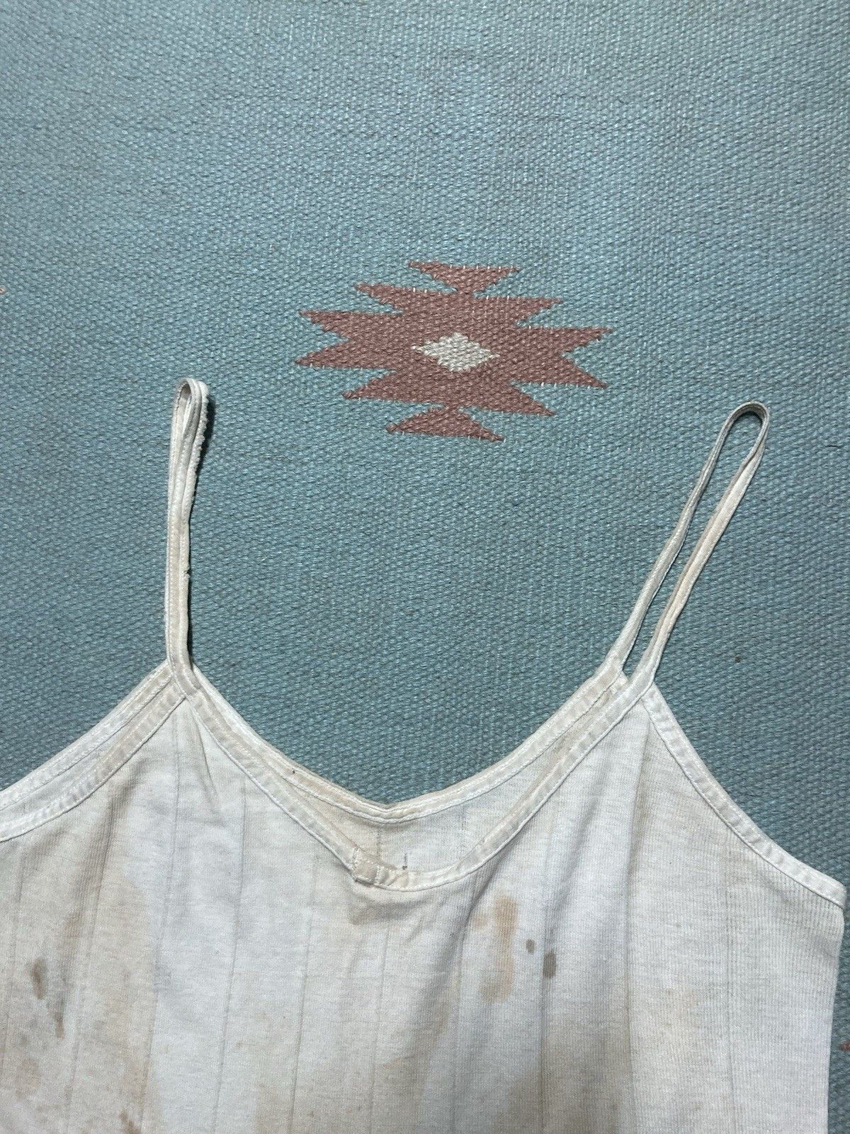 Vintage 50s women’s ribbed tank top slip shirt cotton soft large Size S / US 4 / IT 40 - 6 Thumbnail
