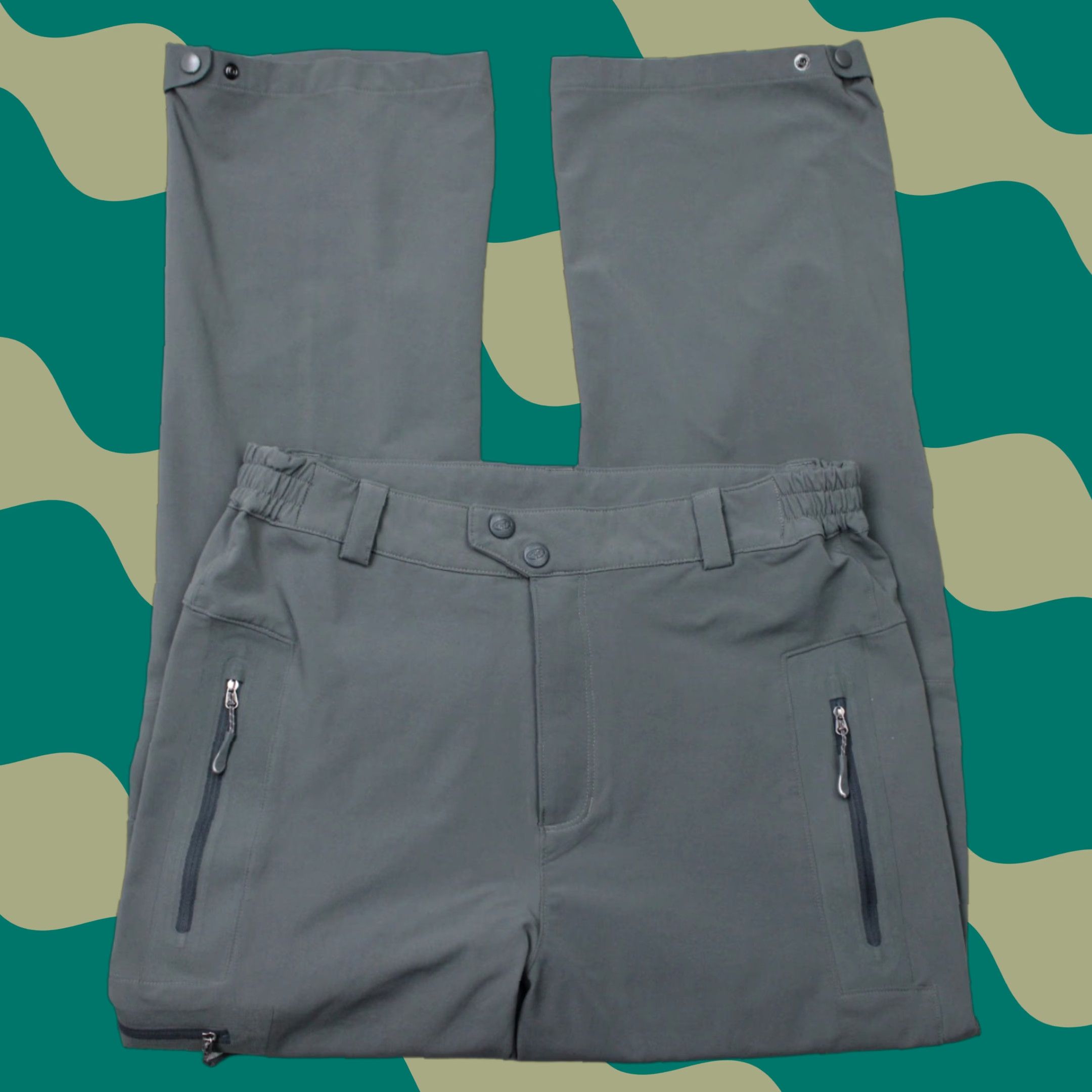 Vintage Cloudveil Pants Mens Large Gray Cargo Zip Pocket Poly Zip Ankles Hiking (36x34) Size US 33 - 1 Thumbnail