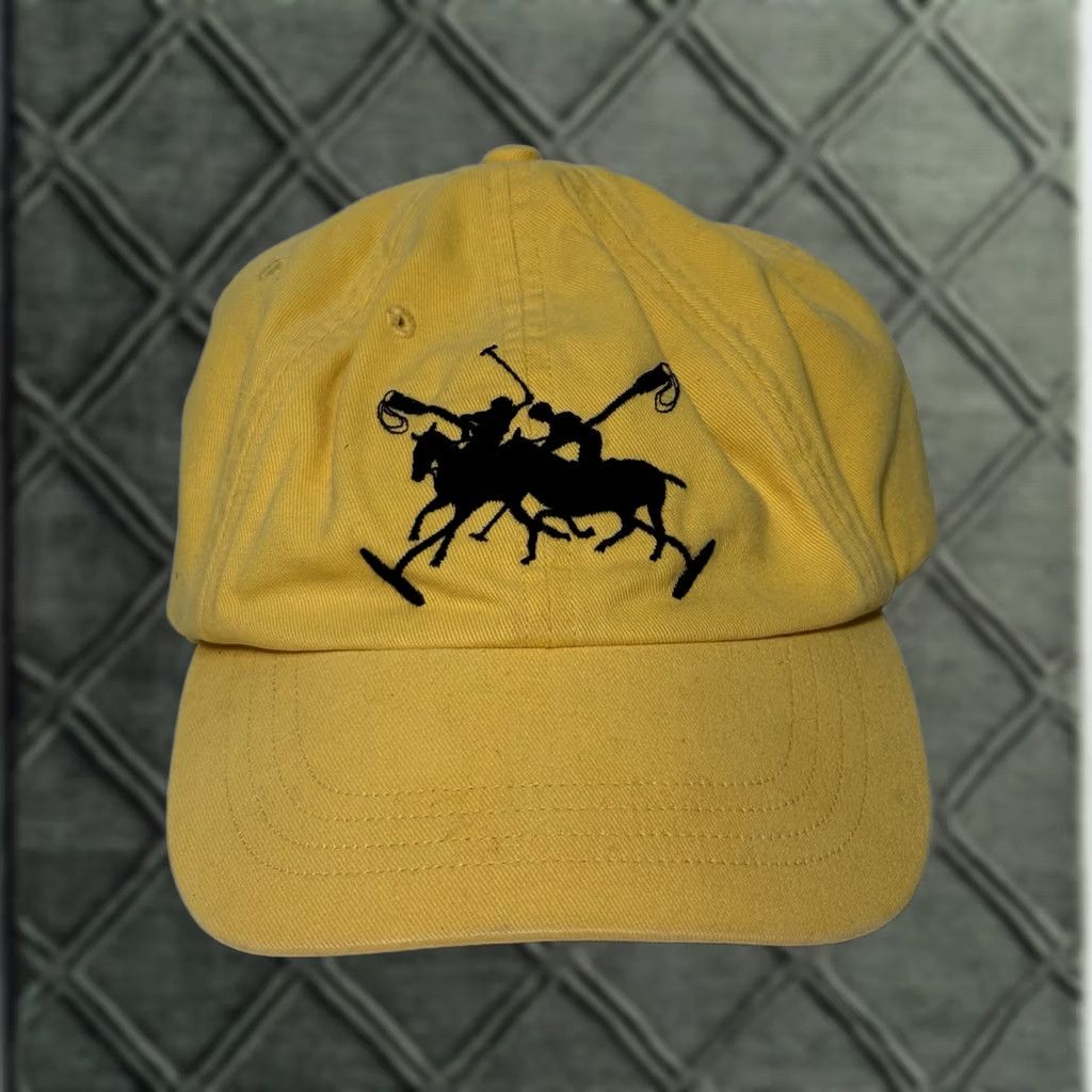 Polo Ralph Lauren VINTAGE Polo Ralph Lauren Rugby Match Strapback Hat OSFA Yellow Unstructured Mens Size US M / EU 48-50 / 2 - 1 Thumbnail