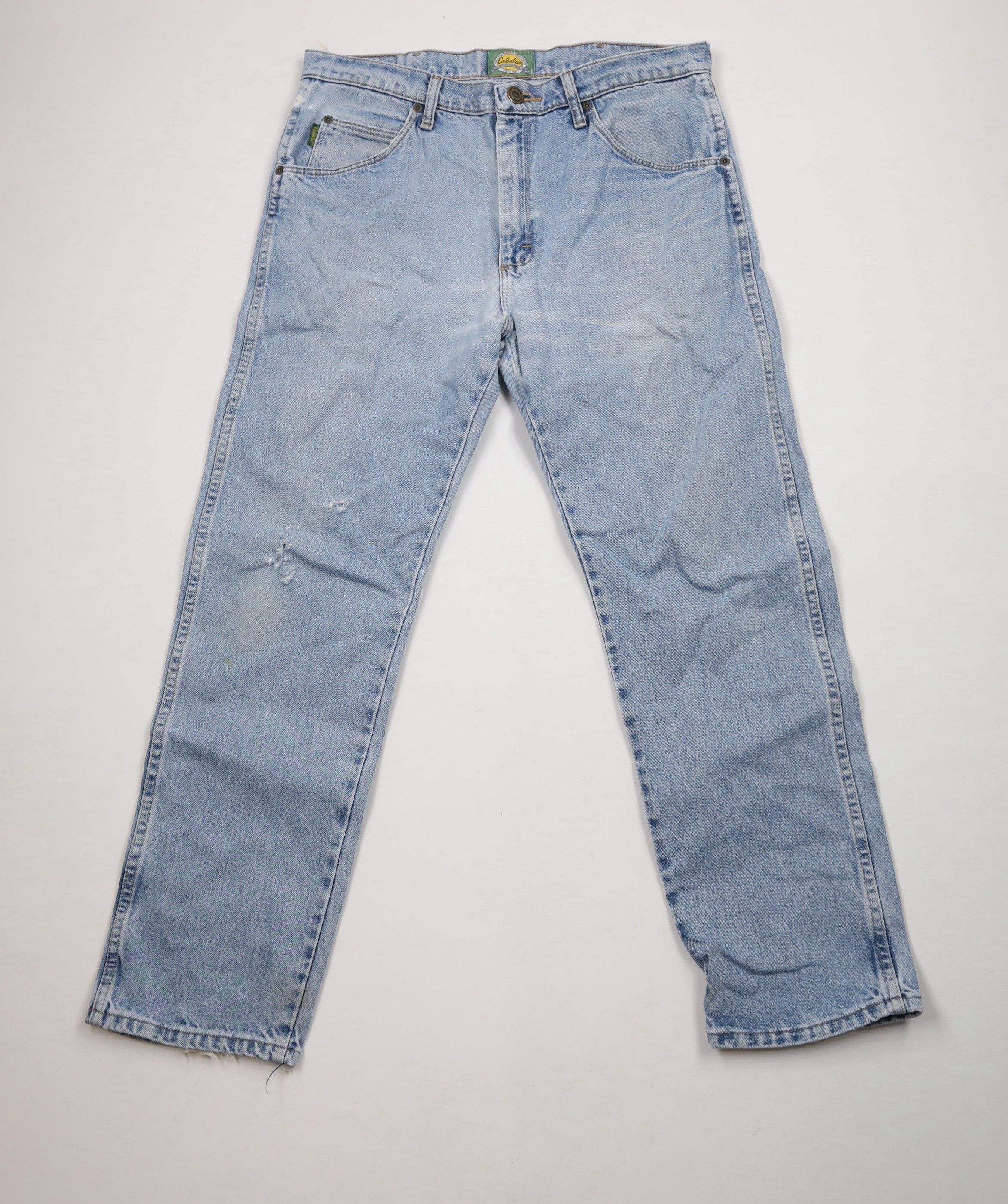 Cabelas × Vintage Vintage 90s Cabelas Spell Out Straight Leg Denim Jeans Blue Size US 34 / EU 50 - 1 Thumbnail