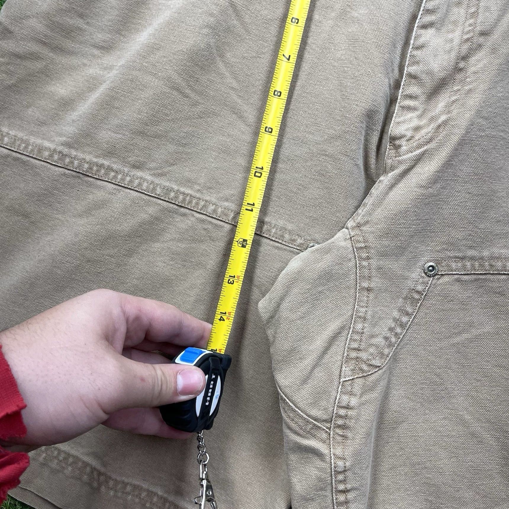 Vintage Jesse James Shorts Mens 42 Tan Carpenter 11" Washed Duck Canvas Workwear Khaki Cargo Pocket Pockets Logo Size US 42 / EU 58 - 5 Thumbnail