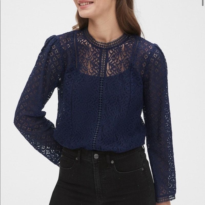 Gap Gap | Eyelet Lace Mock Neck Blouse | Medium Size M / US 6-8 / IT 42-44 - 9 Thumbnail