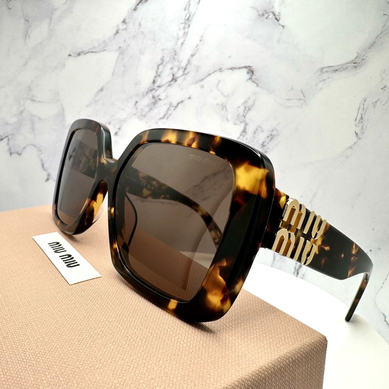 Miu Miu New MIU MIU Sunglasses Brown Square Gold Full Rim 56mm Size ONE SIZE - 2 Thumbnail