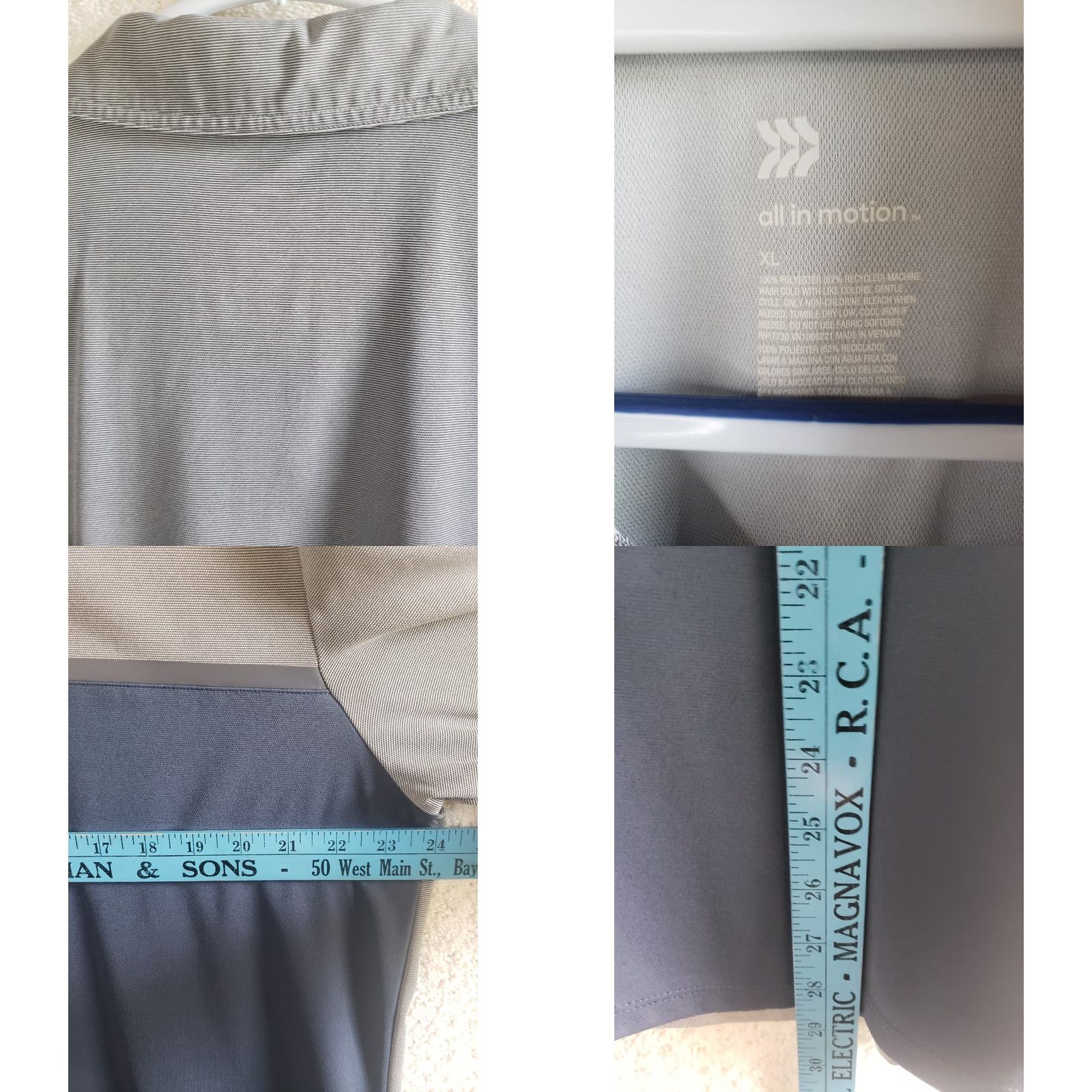 Vintage ALL IN MOTION Polo Shirt Gray Blue Stripe Golf XL Men Size US XL / EU 56 / 4 - 8 Thumbnail