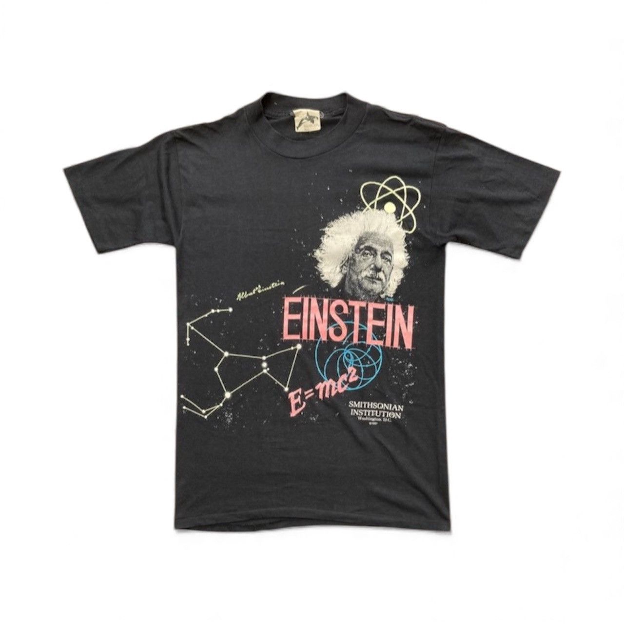 Vintage Vintage 80s Albert Einstein E=mc ² Black T shirt Size US M / EU 48-50 / 2 - 1 Thumbnail