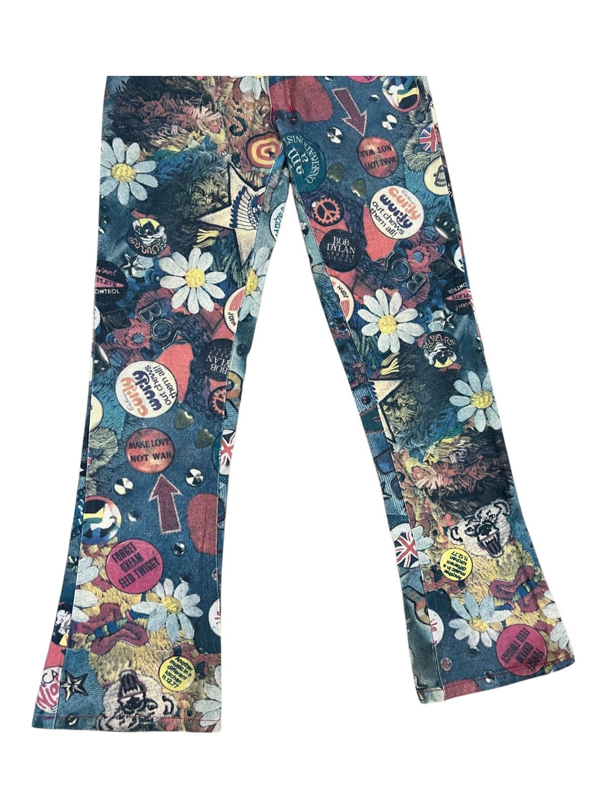 POP MAGAZINE × Vintage Vintage 1980s MODZART London Overprinted Flare Hem Jeans Size US 26 / EU 42 - 5 Thumbnail