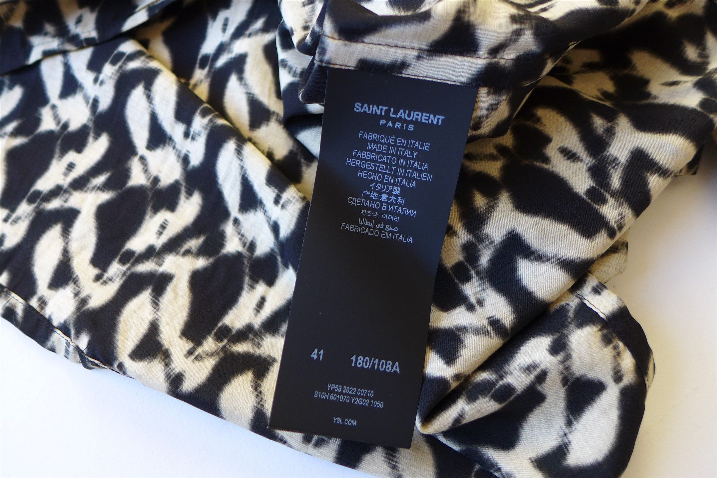 Saint Laurent Paris Saint Laurent Abstract Print Shirt - Noir & Sable Voile Size US M / EU 48-50 / 2 - 13 Thumbnail