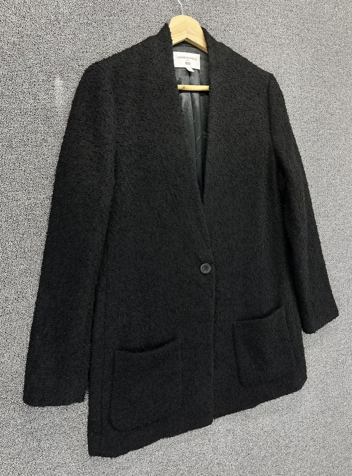 Japanese Brand Carine Roitfeld Uniqlo Black Wool Cardigan Jacket Size L / US 10 / IT 46 - 2 Thumbnail