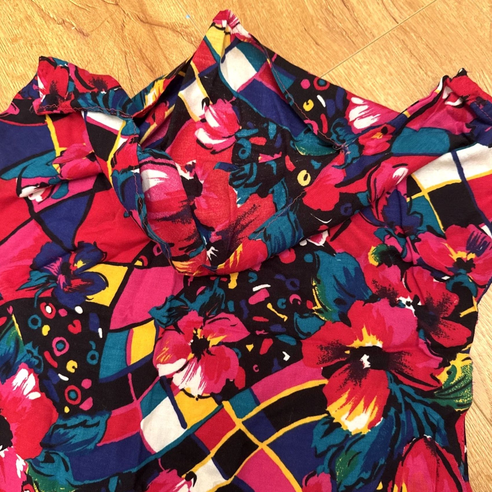 Pinko VINTAGE Handmade Bright Pink Floral Dress M Off The Shoulder Boho Hippie Tropical Romper Female Women Size M / US 6-8 / IT 42-44 - 6 Thumbnail