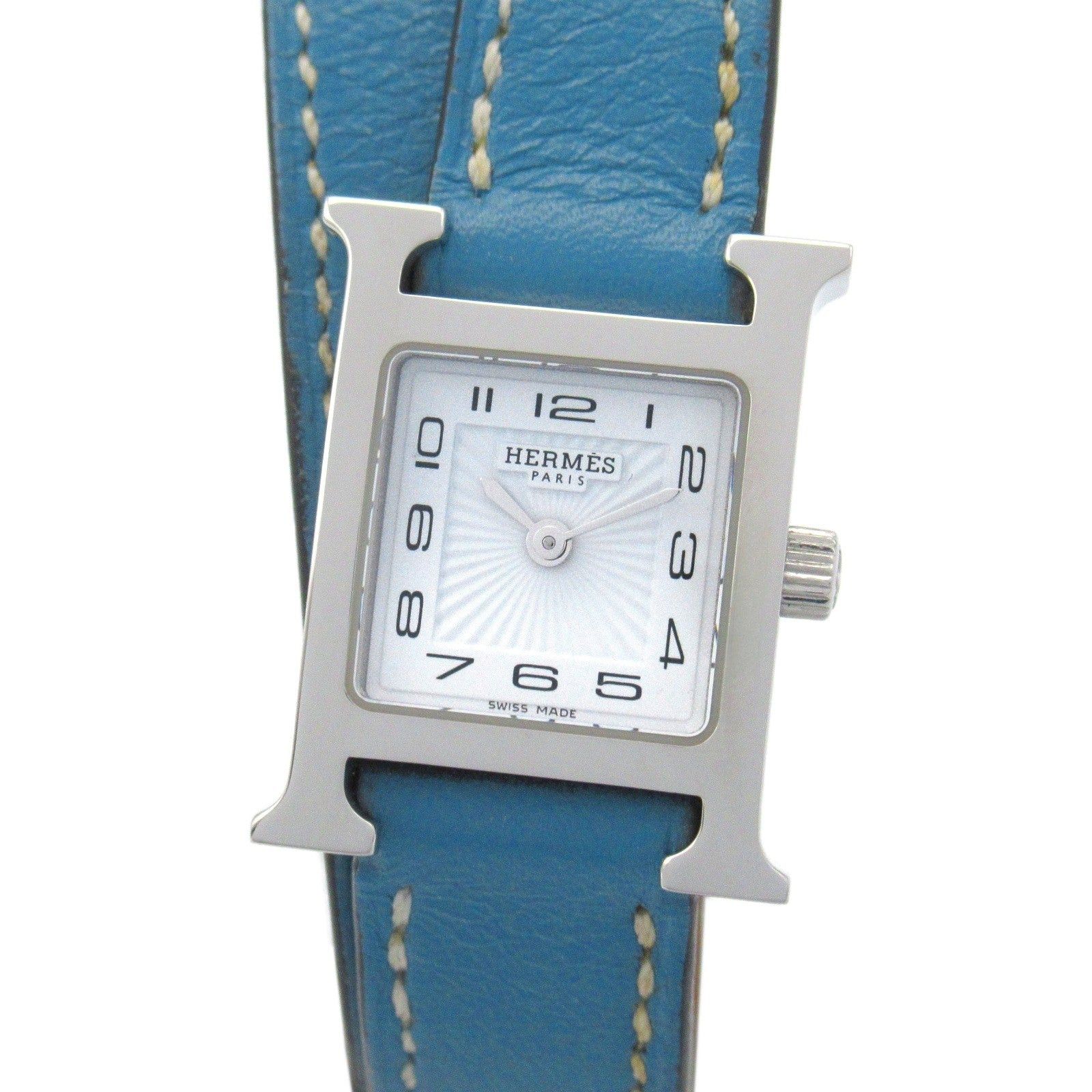 Hermes Hermes H Watch Mini Double Tour Women Quartz Stainless Steel Leather Belt White Size ONE SIZE - 1 Thumbnail