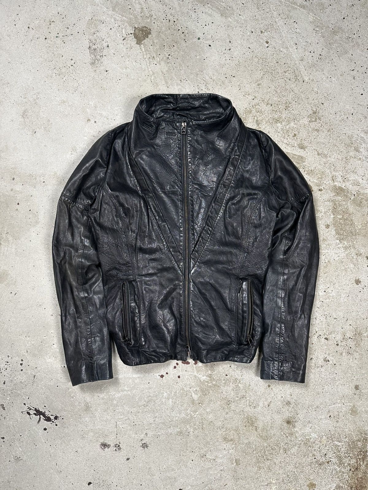 Japanese Brand × Vintage Vintage Y2K Black Leather Moto Biker Style Jacket Japanese Size US S / EU 44-46 / 1 - 1 Thumbnail
