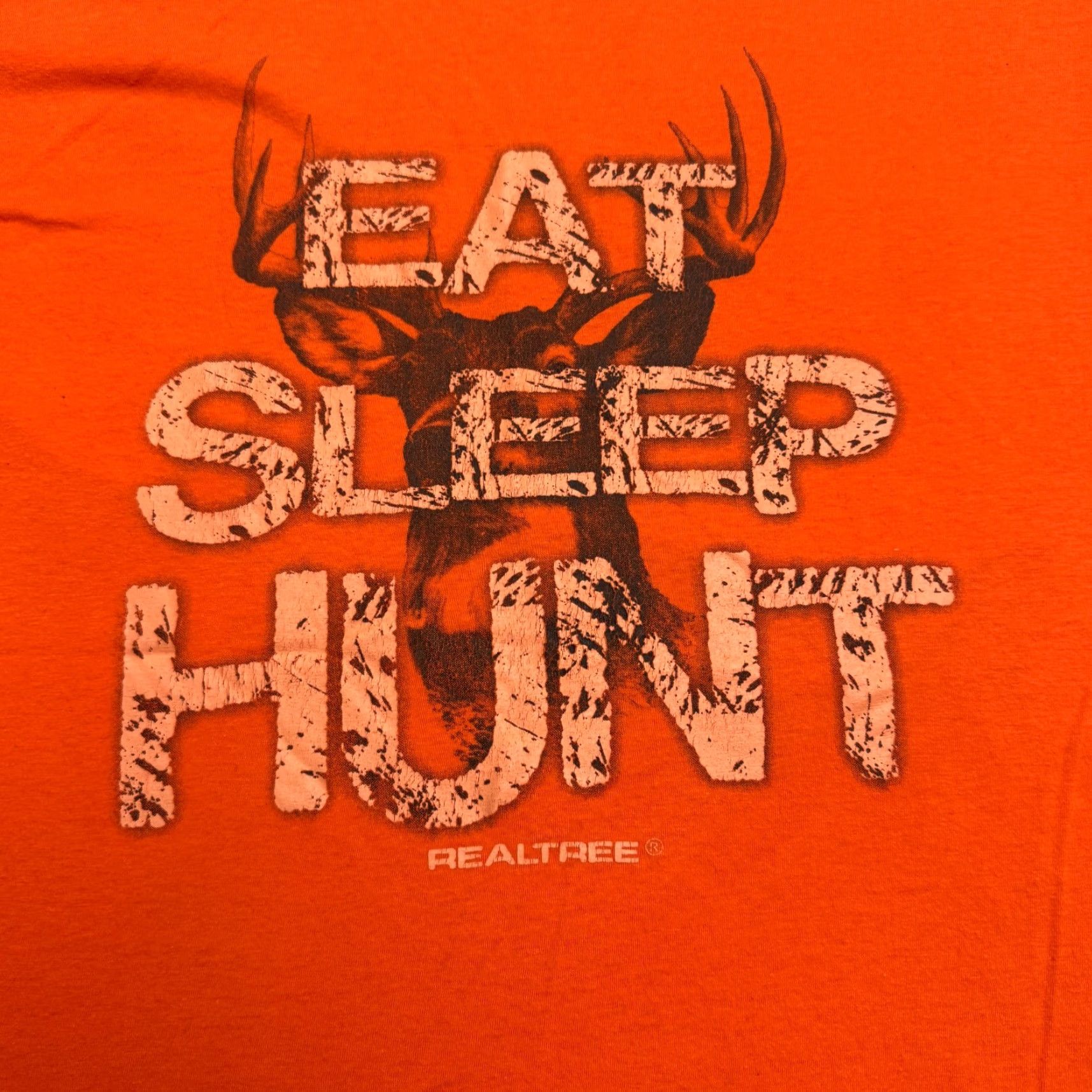 Vintage Ranger RZ Real Tree Eat Sleep Hunt Deer Graphic T-Shirt Mens Large Orange Tee Size US L / EU 52-54 / 3 - 3 Thumbnail