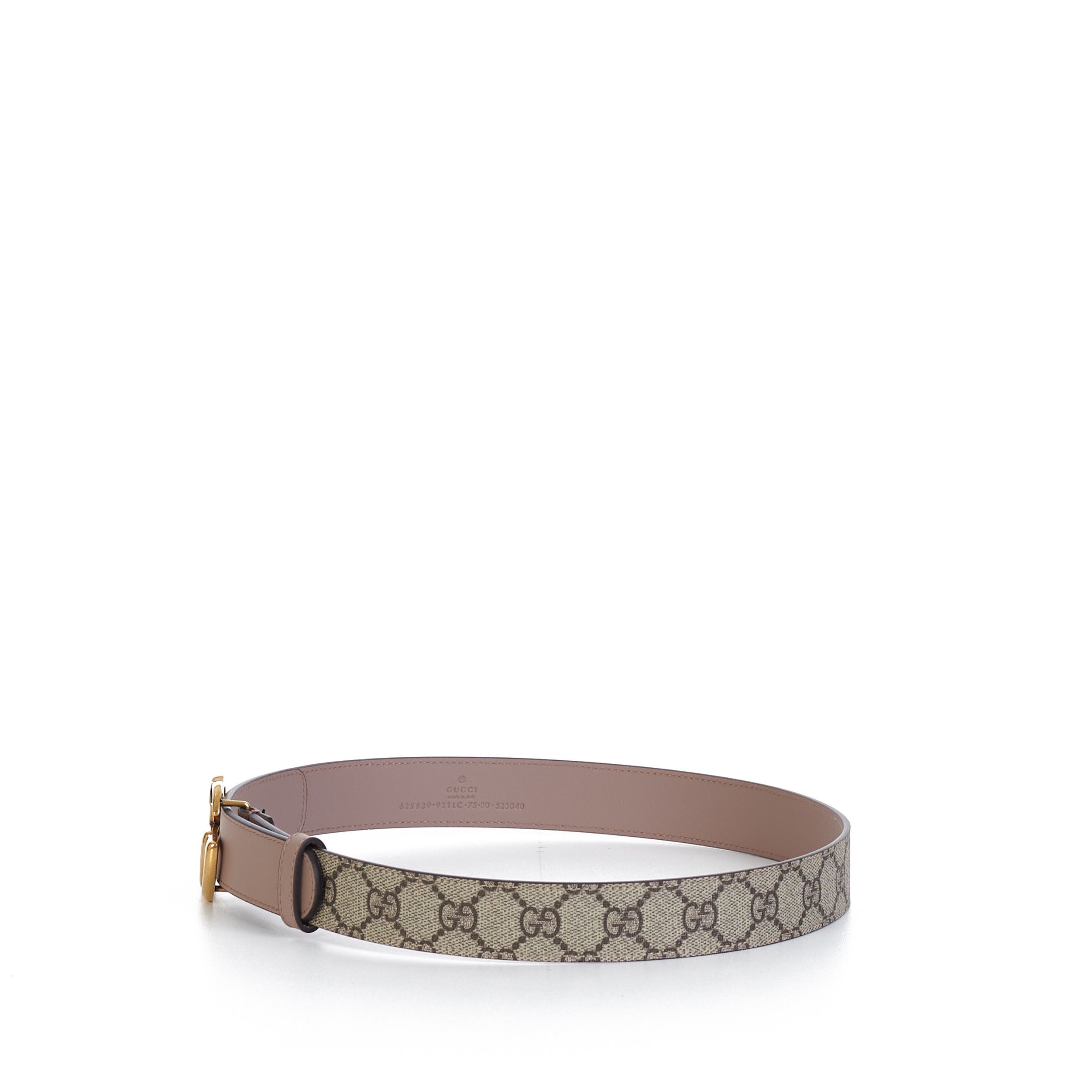 Gucci GG Thin Marmont Belt In Beige GG Supreme & Pink Leather Size ONE SIZE - 3 Thumbnail