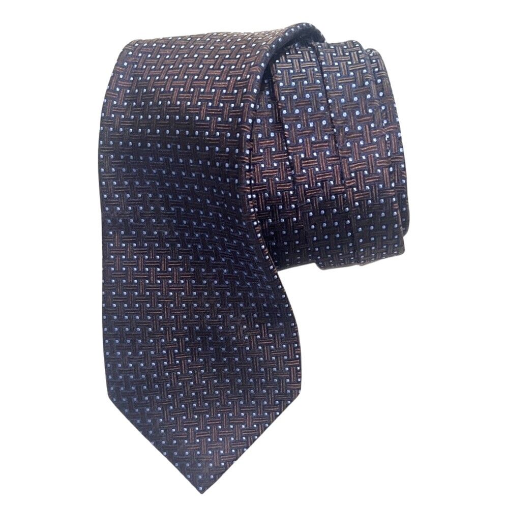 Tasso Elba Tasso Elba Men's Tie All silk Neck-Tie - Brown & Blue - Size ONE SIZE - 1 Thumbnail