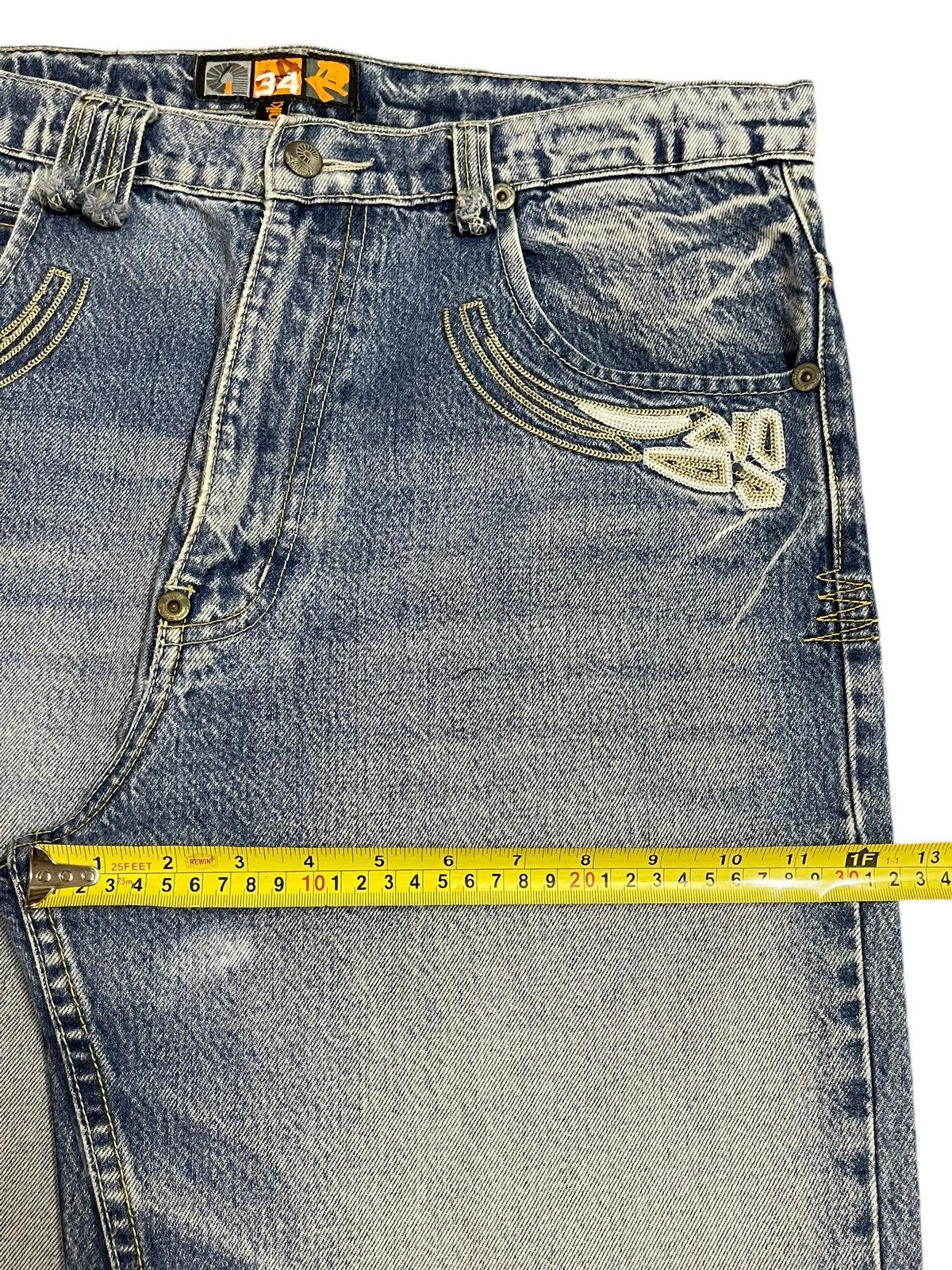 Akademiks Vintage Japanese Akademiks Blue Wash Distress Baggy Jeans Size US 35 - 15 Thumbnail