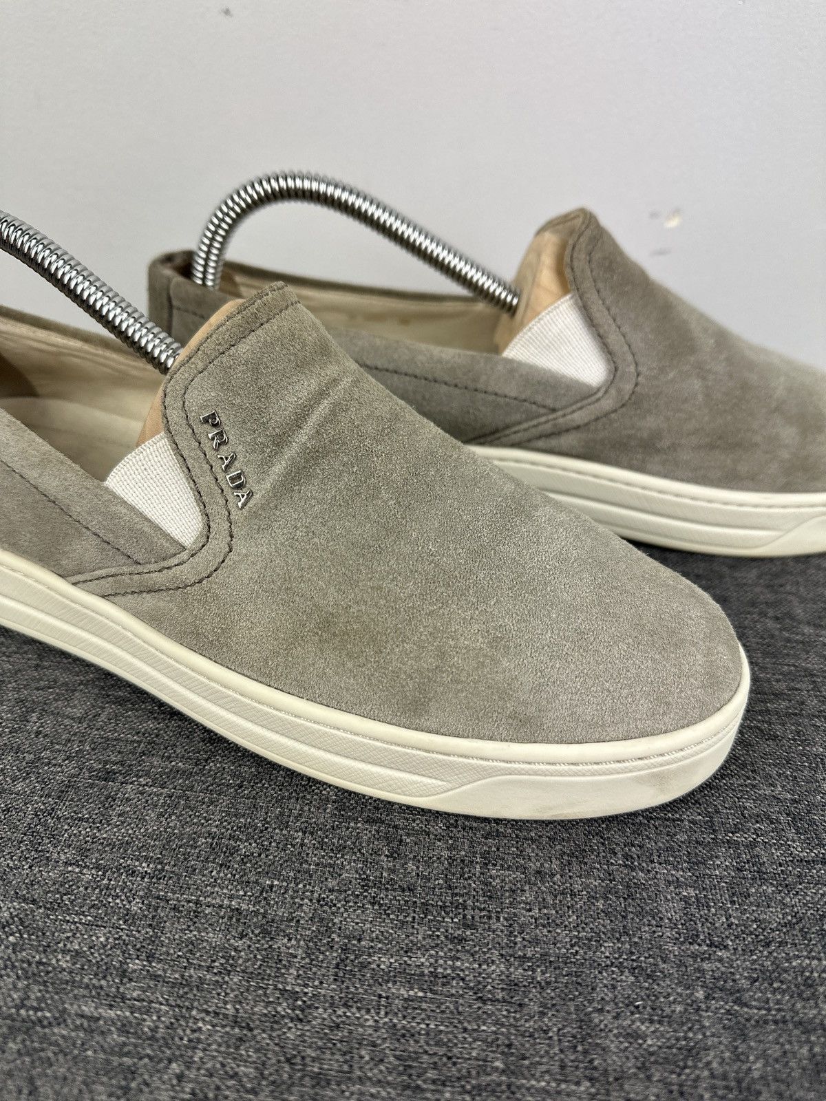 Prada Prada Women’s Suede Slip On Logo Shoes Loafers Moccasins Size US 7.5 / IT 37.5 - 3 Thumbnail