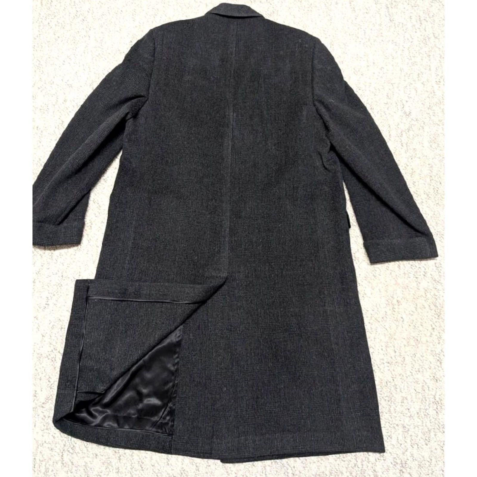 Vintage USA made 1950s vintage OVERCOAT wool 42 plaid BLACK TWEED PLAID flannel Coat Mens XS-XL Size US M / EU 48-50 / 2 - 4 Thumbnail